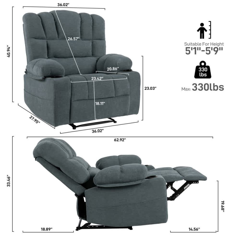 Coolbibila KORA-RECLINER-GRAY chairs - View #3