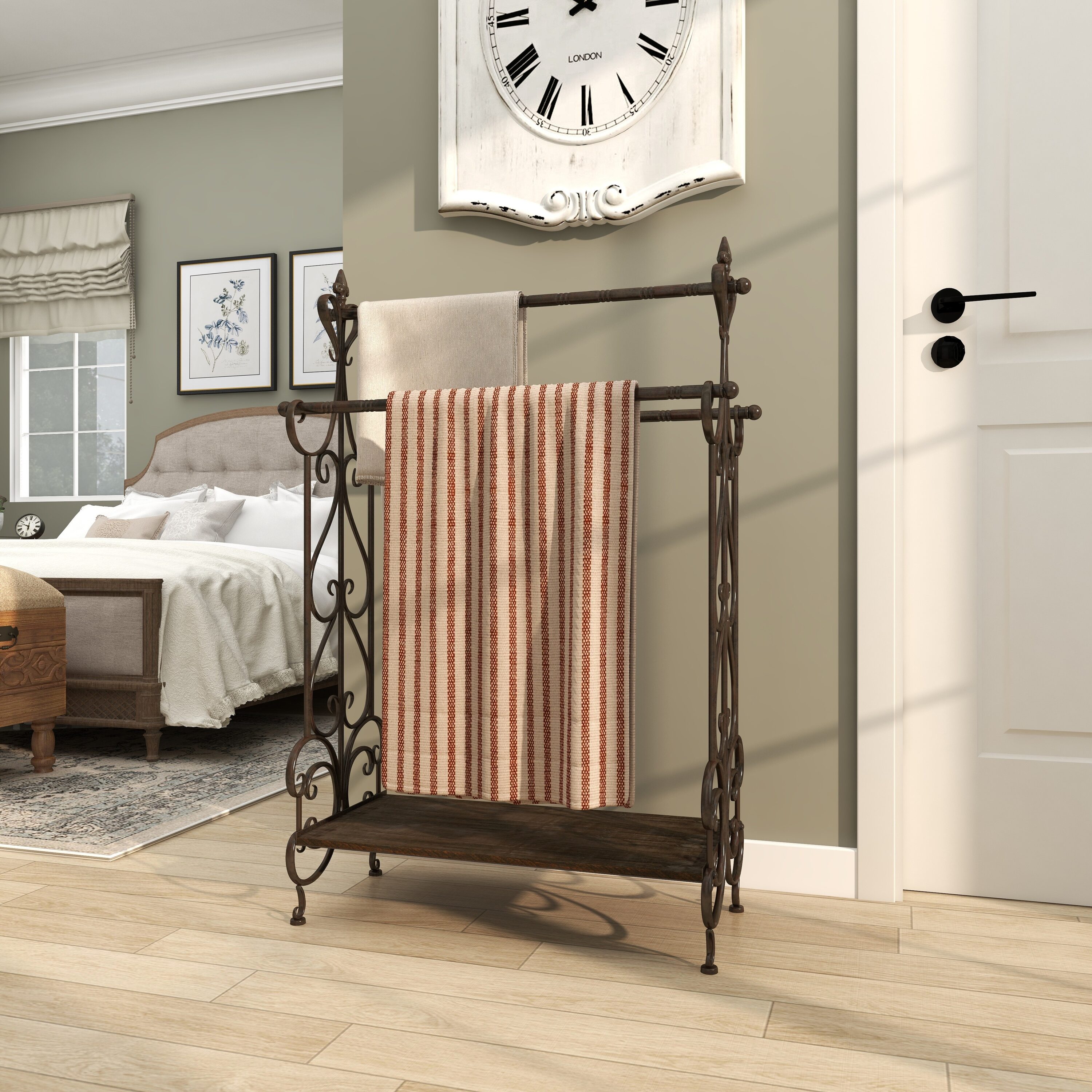 Grayson Lane 50403 Black Freestanding Towel Rack 28-in x 13-in x 13-in