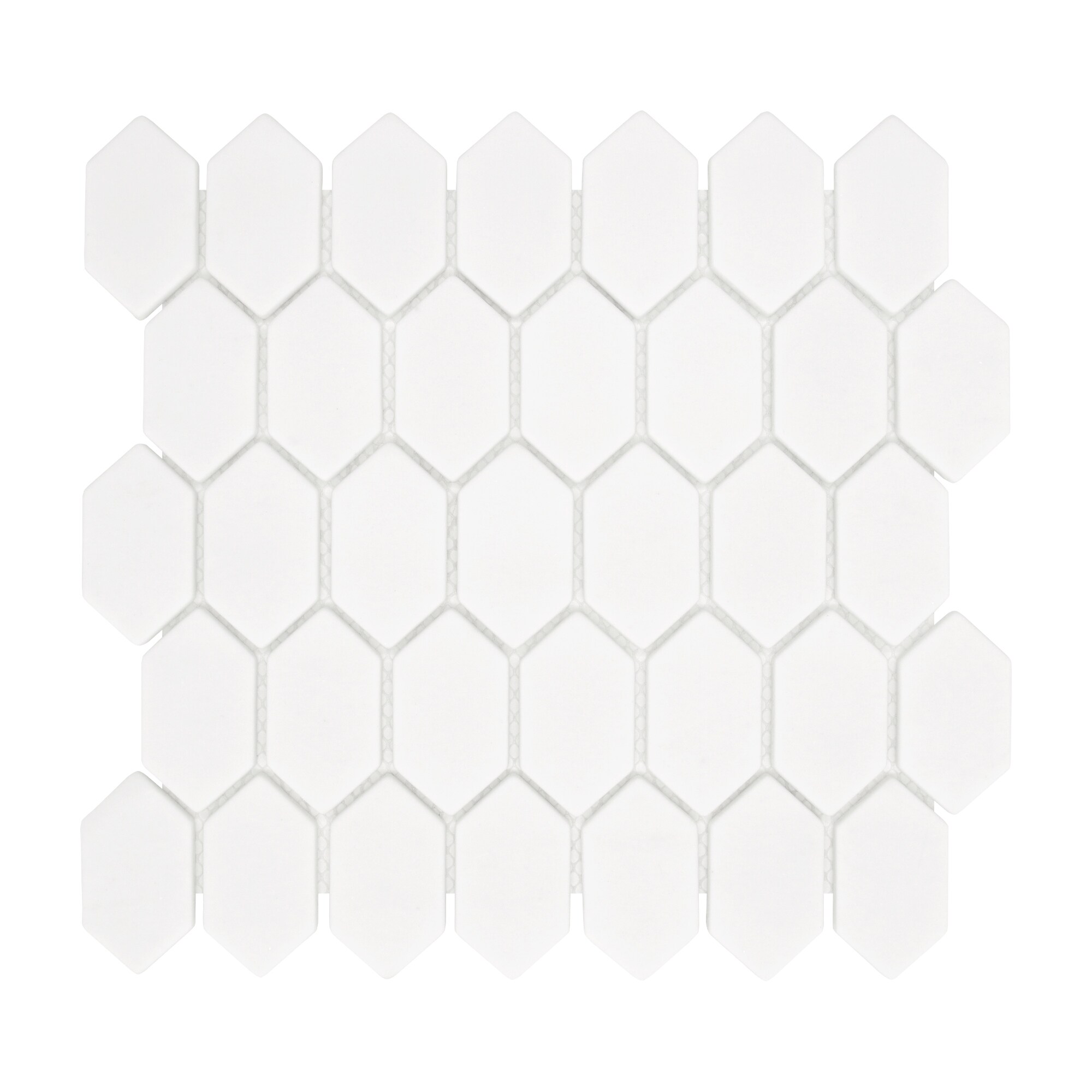 White Hexagonal Matte Glass Mosaic Tile Sheets