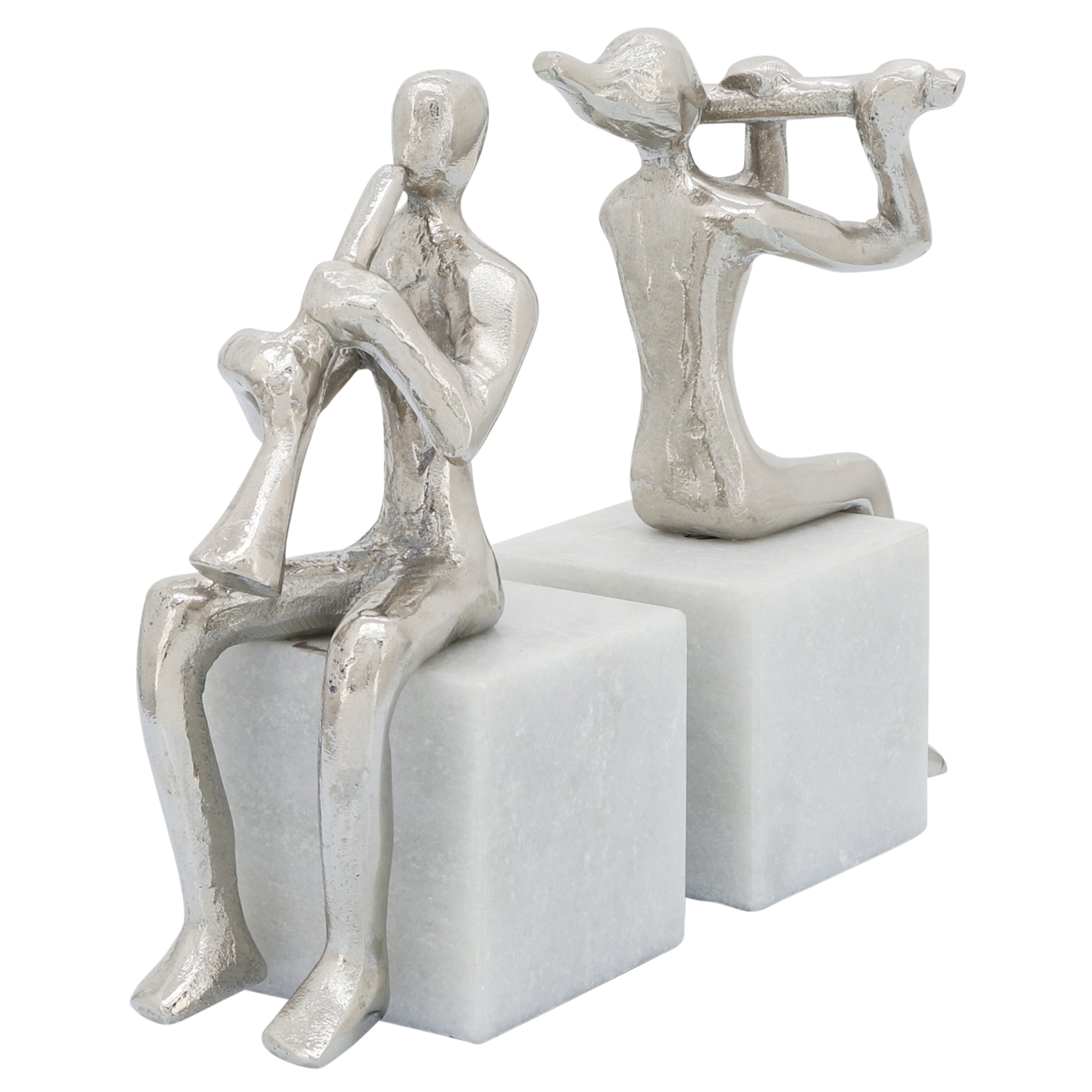 Sagebrook Home 15268 Silver Metal Modern Decorative bookends