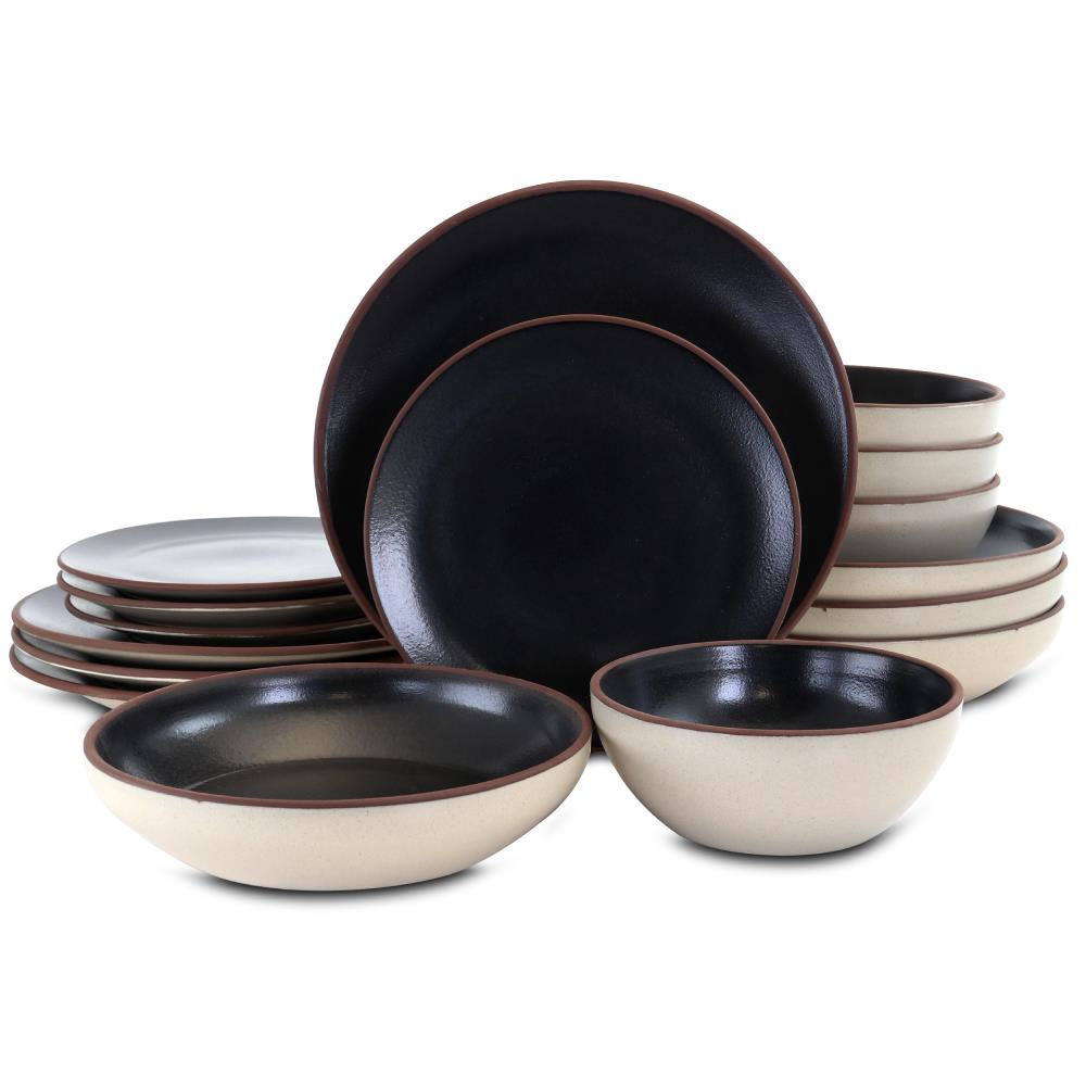 Gibson Home Gracious Dining 16-Piece Double Bowl Porcelain Dinnerware