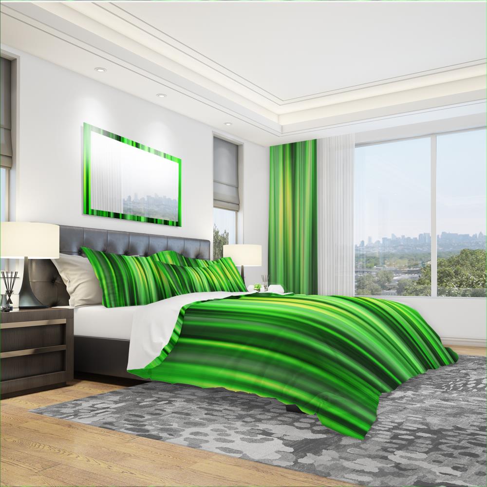 Designart BED3052-K 3 -Piece Green King Duvet cover Set