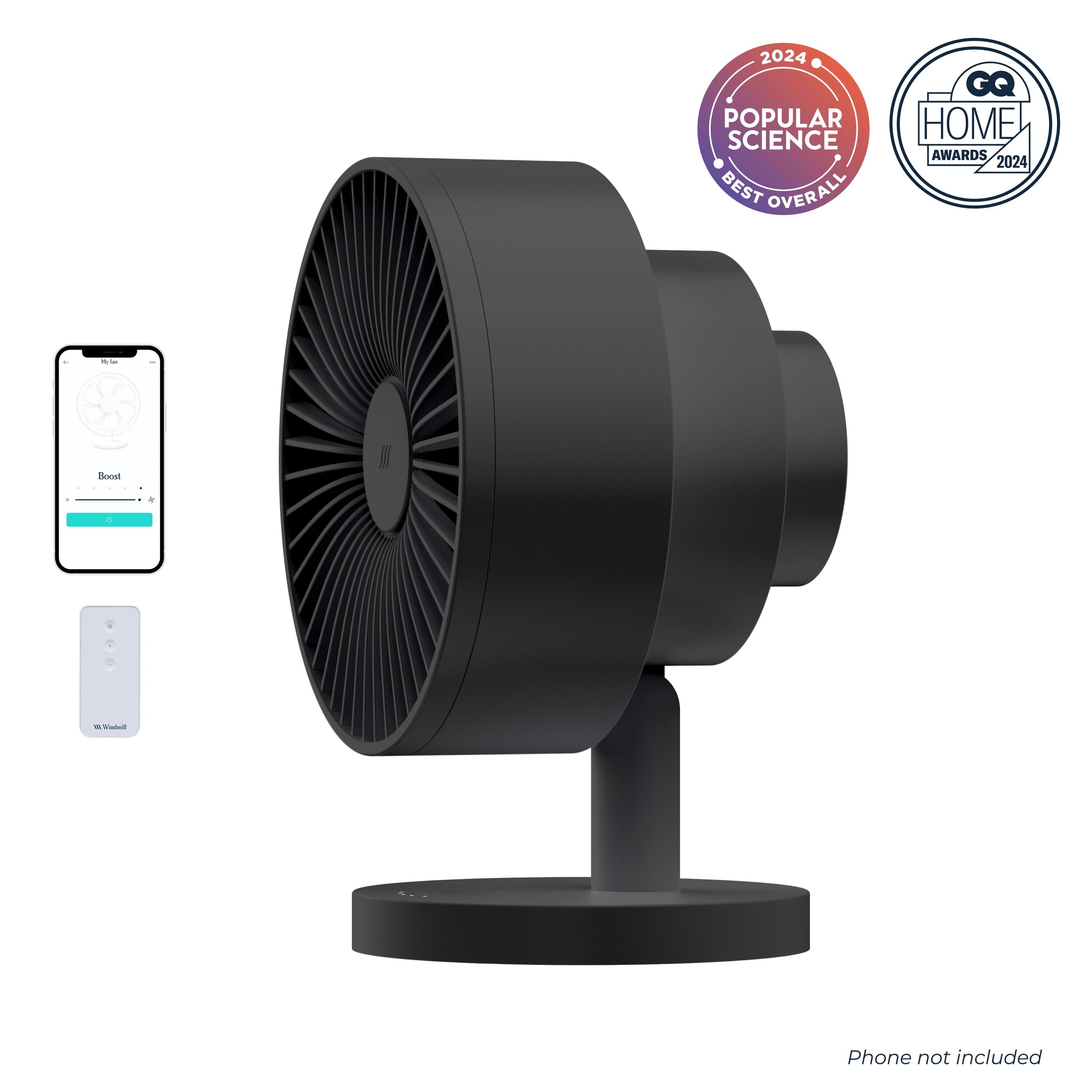 Windmill FC07W5 8-Inches 120 -Volt 5 -Speed High Velocity Indoor Black Desk Fan with Remote