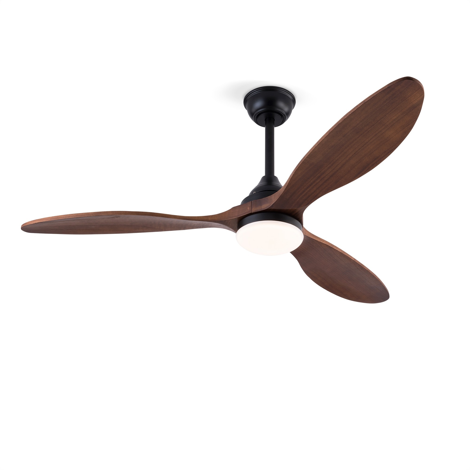 HyperDrop Cart 52-in Black Solid Wood 3-Blade Indoor Ceiling Fan with Dimmable LED Light and Reversible DC Motor