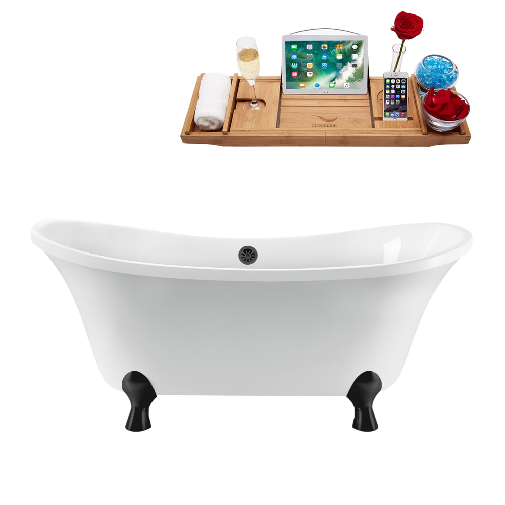 Streamline N920BL-BL 32-Inches x 60-Inches Glossy White Acrylic Oval Clawfoot Soaking bathtub Drain ( Center Drain )