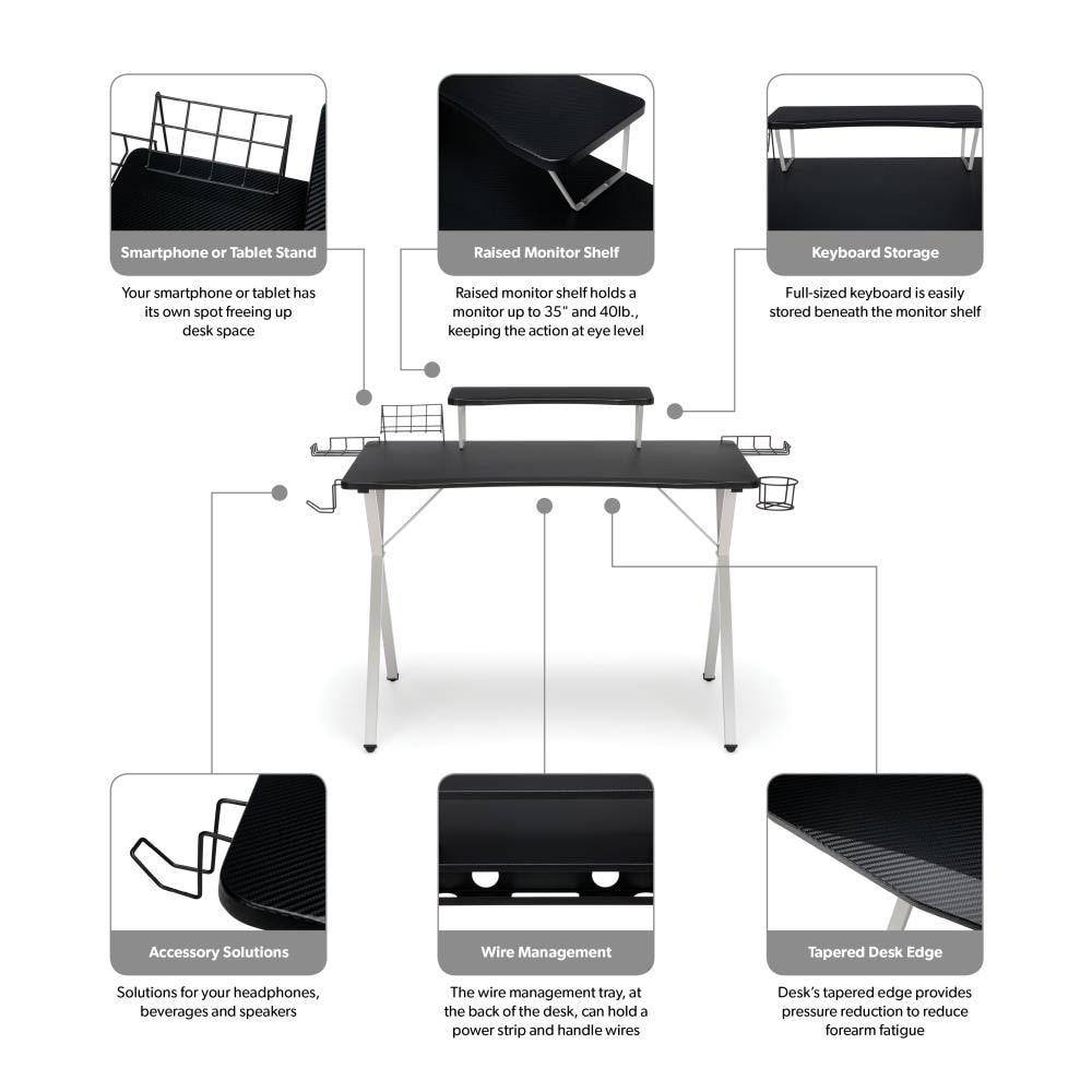 OFM Essentials Collection 55 Gaming Computer Desk, 35 Monitor