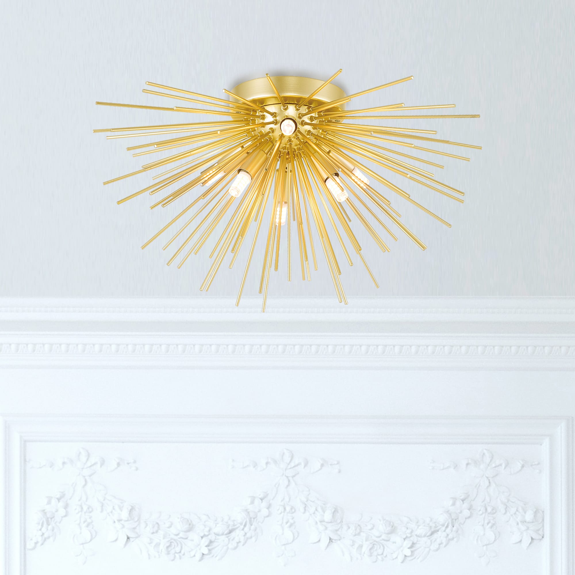 Gold Glass Globe LED Contemporary Flush Mount Light