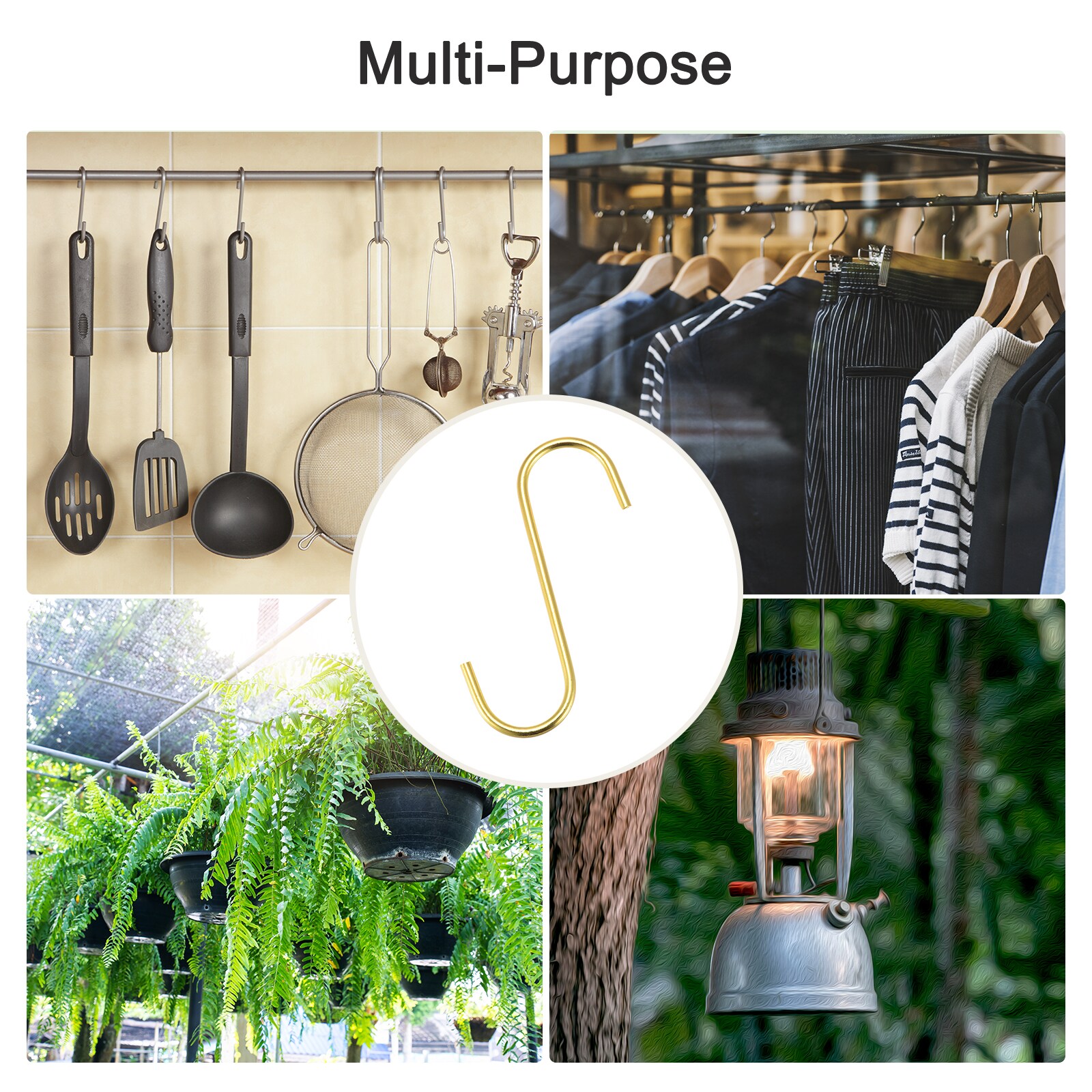 Unique Bargains S Hanging Hooks 4inch/110mm Extra Long Steel Hanger ...