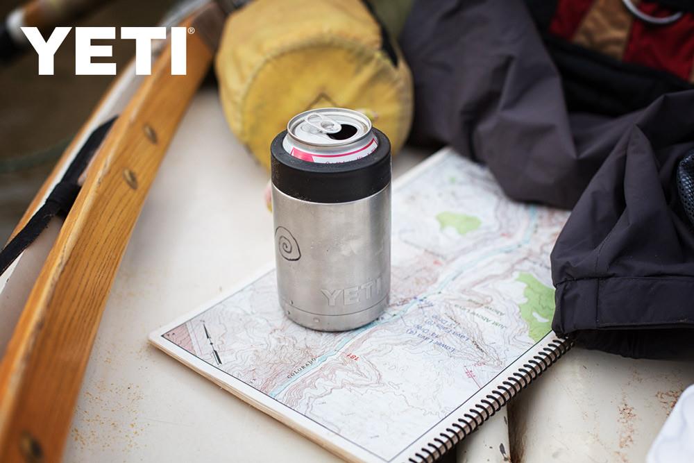 Yeti Rambler Colster can and bottle holder with stash can