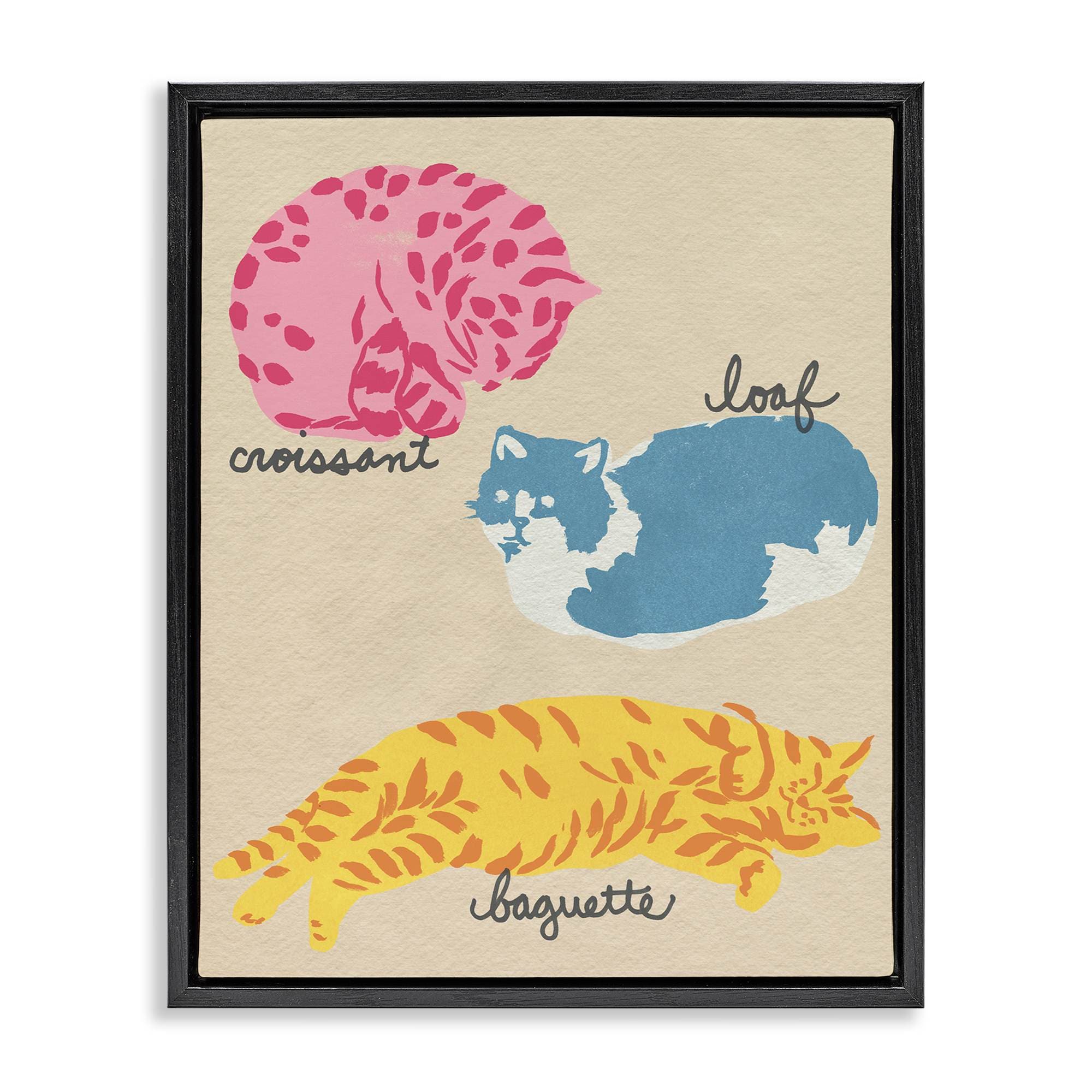 Stupell Industries BS-393-FFB-24X30 Funny Relaxing Cat Shapes Floating Frame design by June Erica Vess