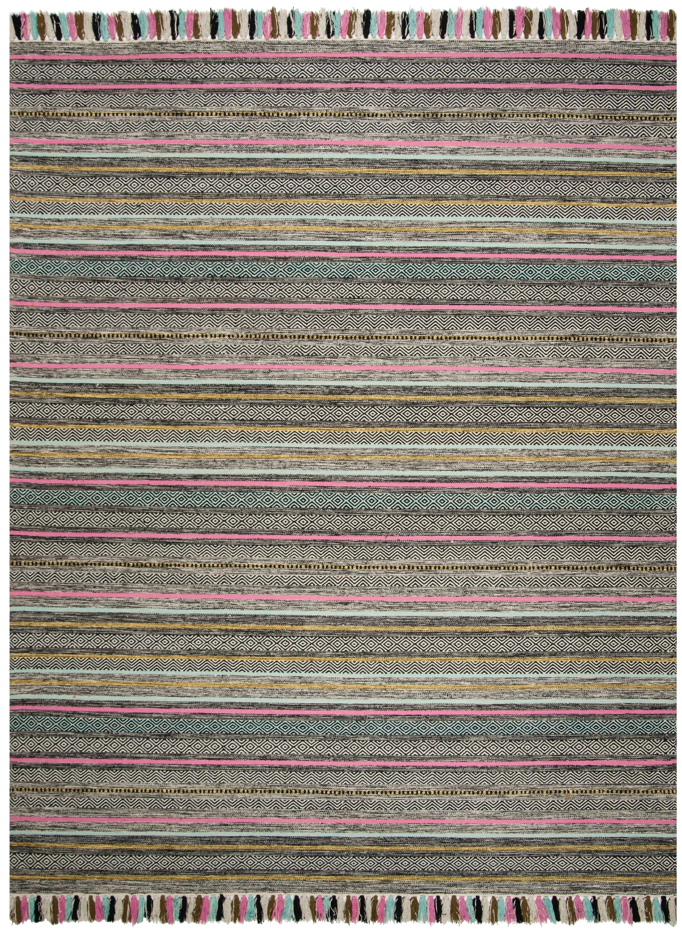 Safavieh MTK901B-8 Montauk Cabrillo 8 x 10 (ft) Cotton Black/Multi Rectangular Indoor Stripe Coastal Area rug