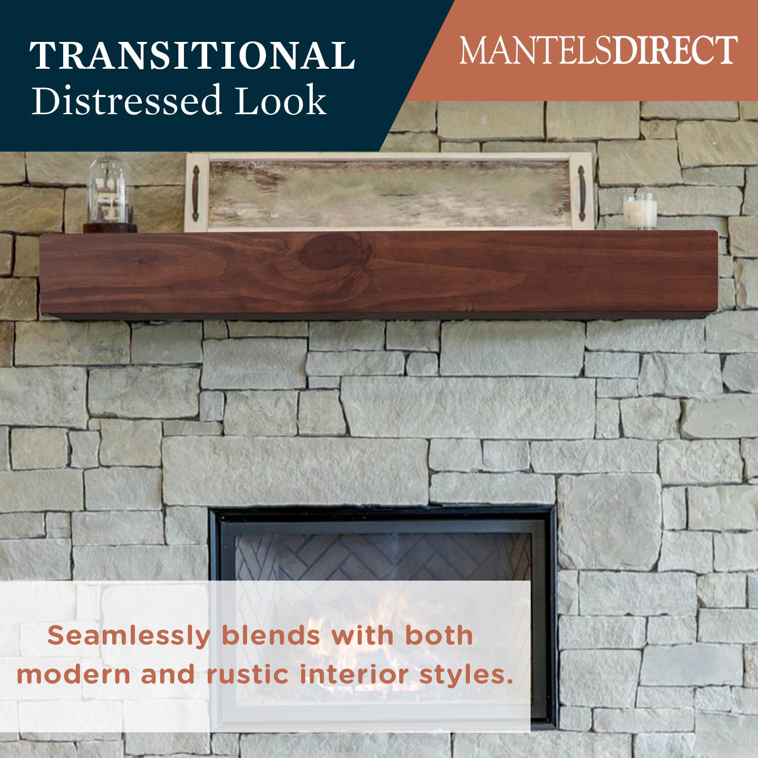 Mantels Direct DAKOTA-60-BRNTSN Mantel-Shelves - View #4