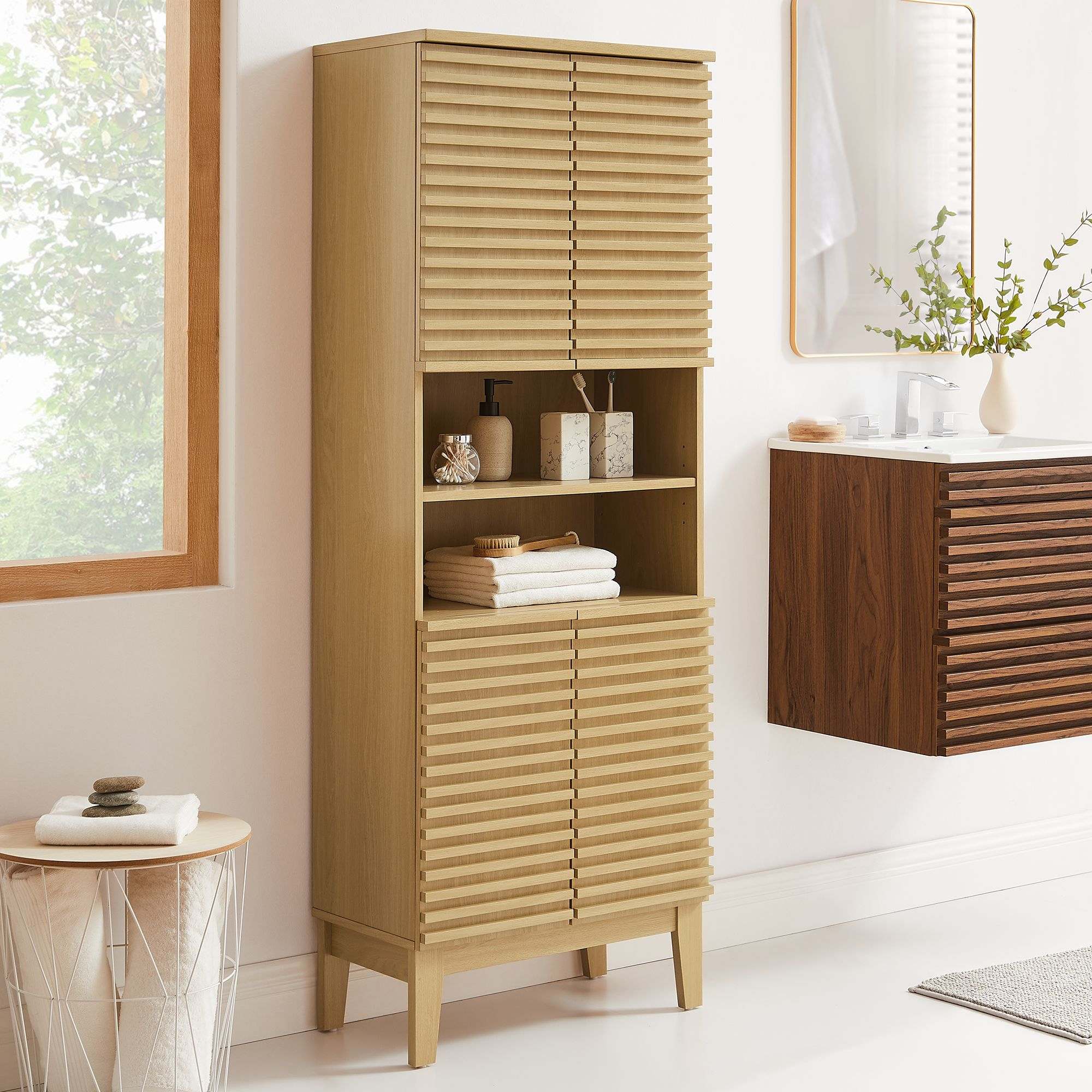 Modway EEI-6852-OAK Bathroom-Wall-Cabinets - View #4