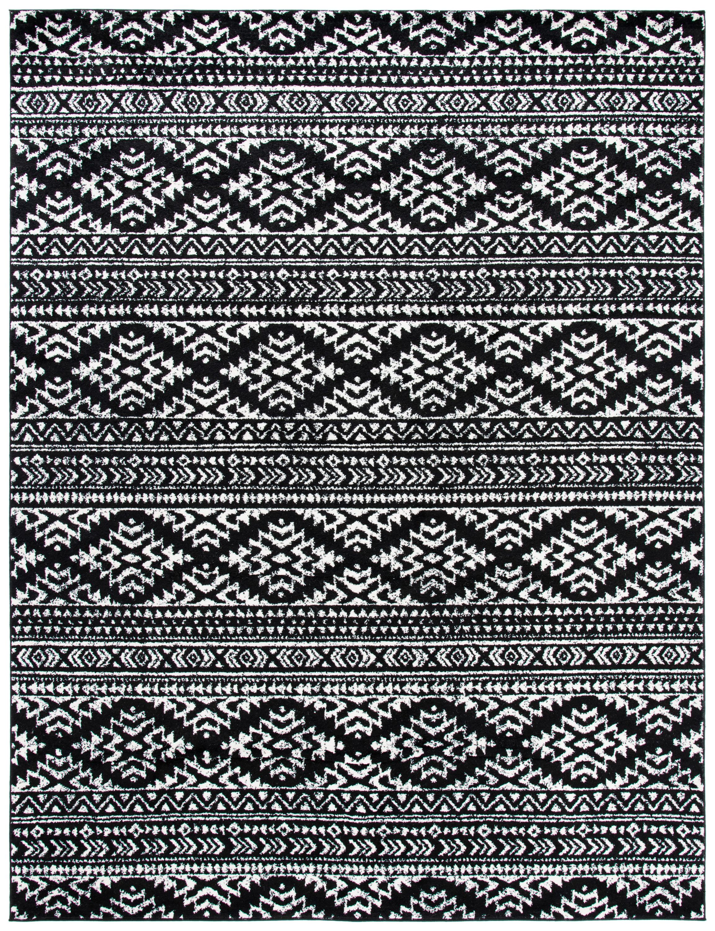 Safavieh 8 x 10 Black/Ivory Indoor Abstract Bohemian/Eclectic Area Rug ...