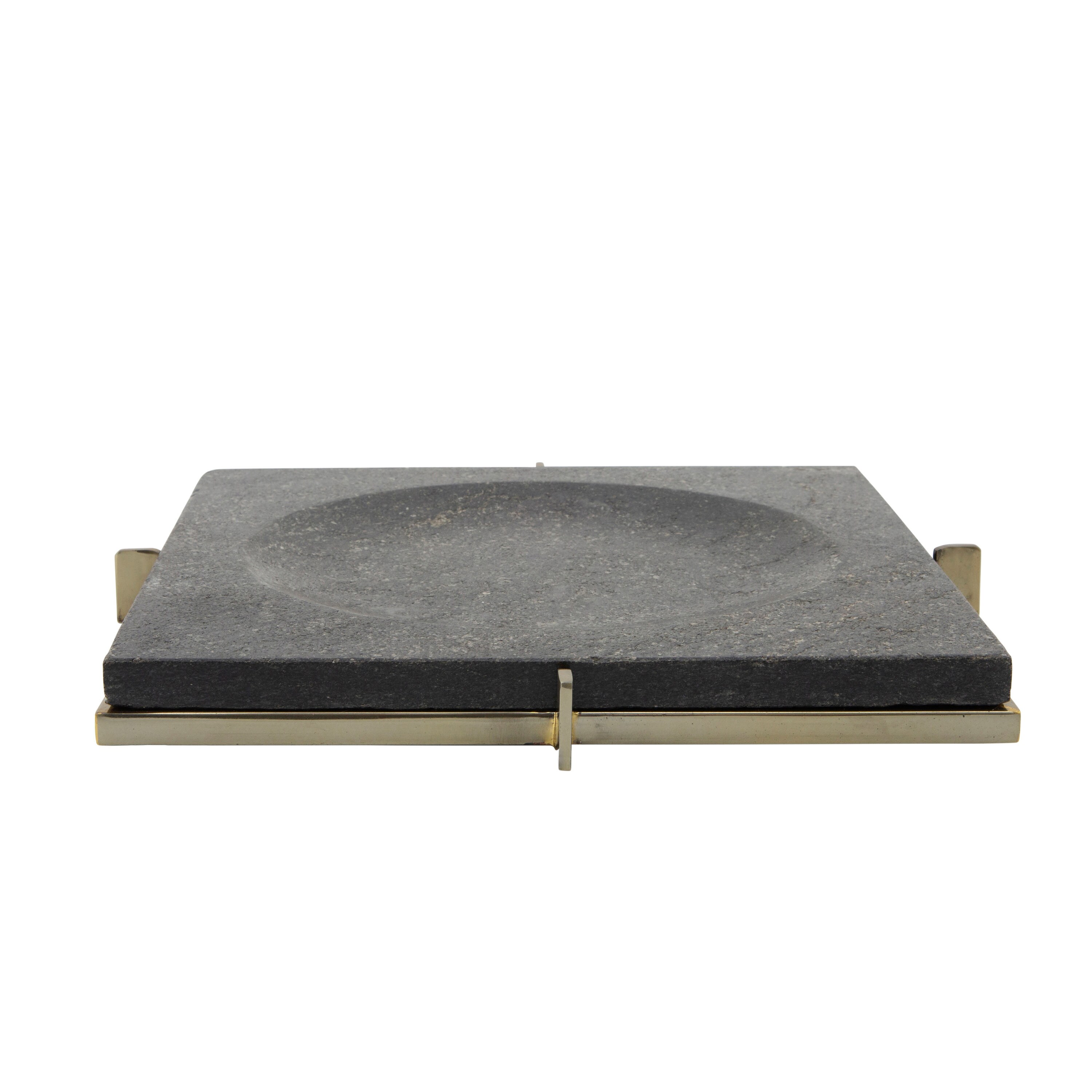 Sagebrook Home 15482-02 Black Marble Modern Decorative Plate