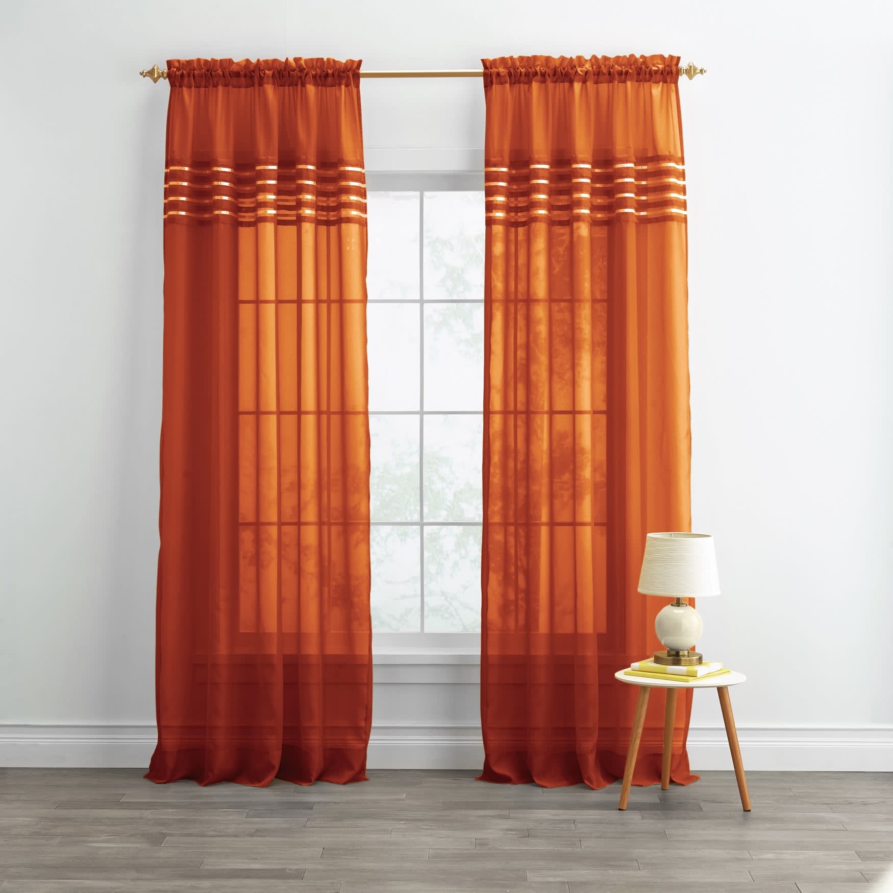 BrylaneHome 196391395037 BH Studio Sheer Voile Pleated Rod-Pocket Panel
