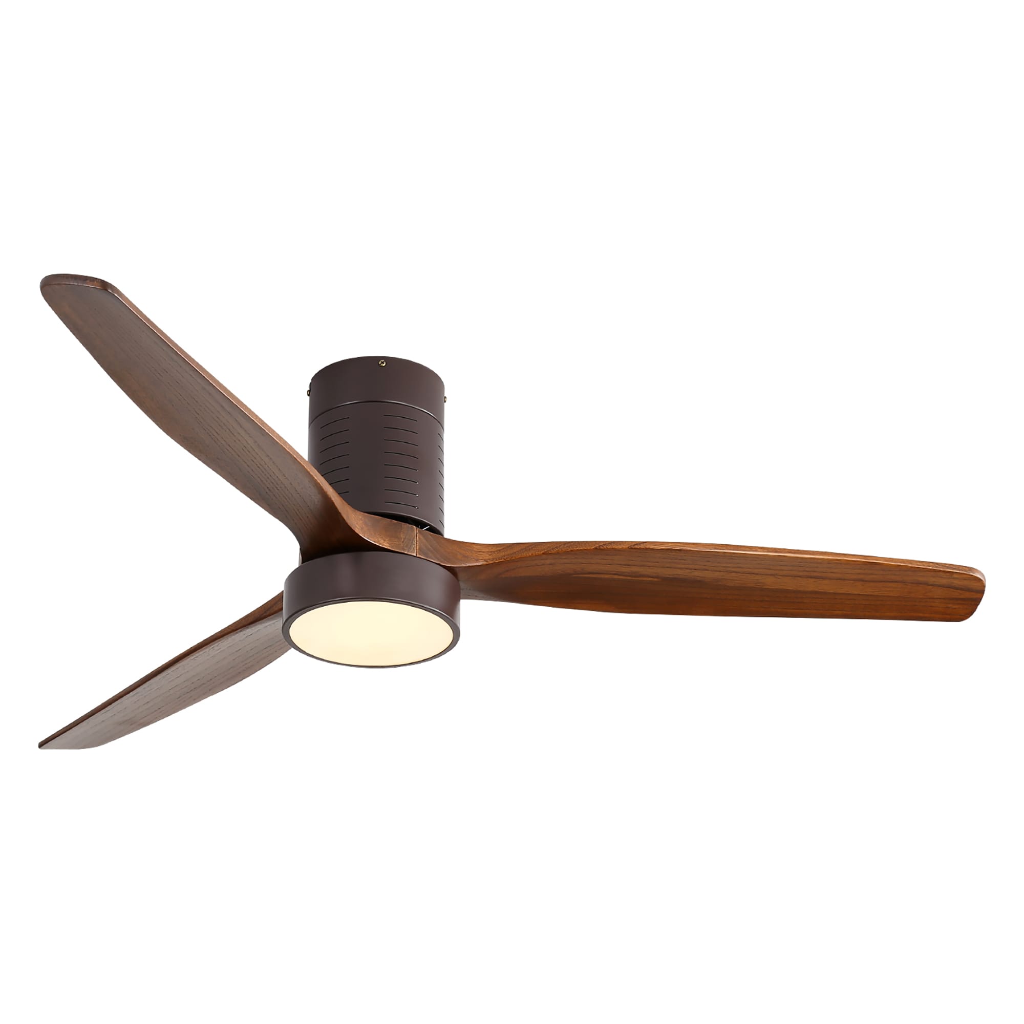 Fun Orange FUNS2CF13 Farmhouse Rustic 52-in Color-Changing Integrated LED Flush Mount Coffee with Brown Blades Chandelier Ceiling Fan With Light - Remote Included ( 3 -Blade )