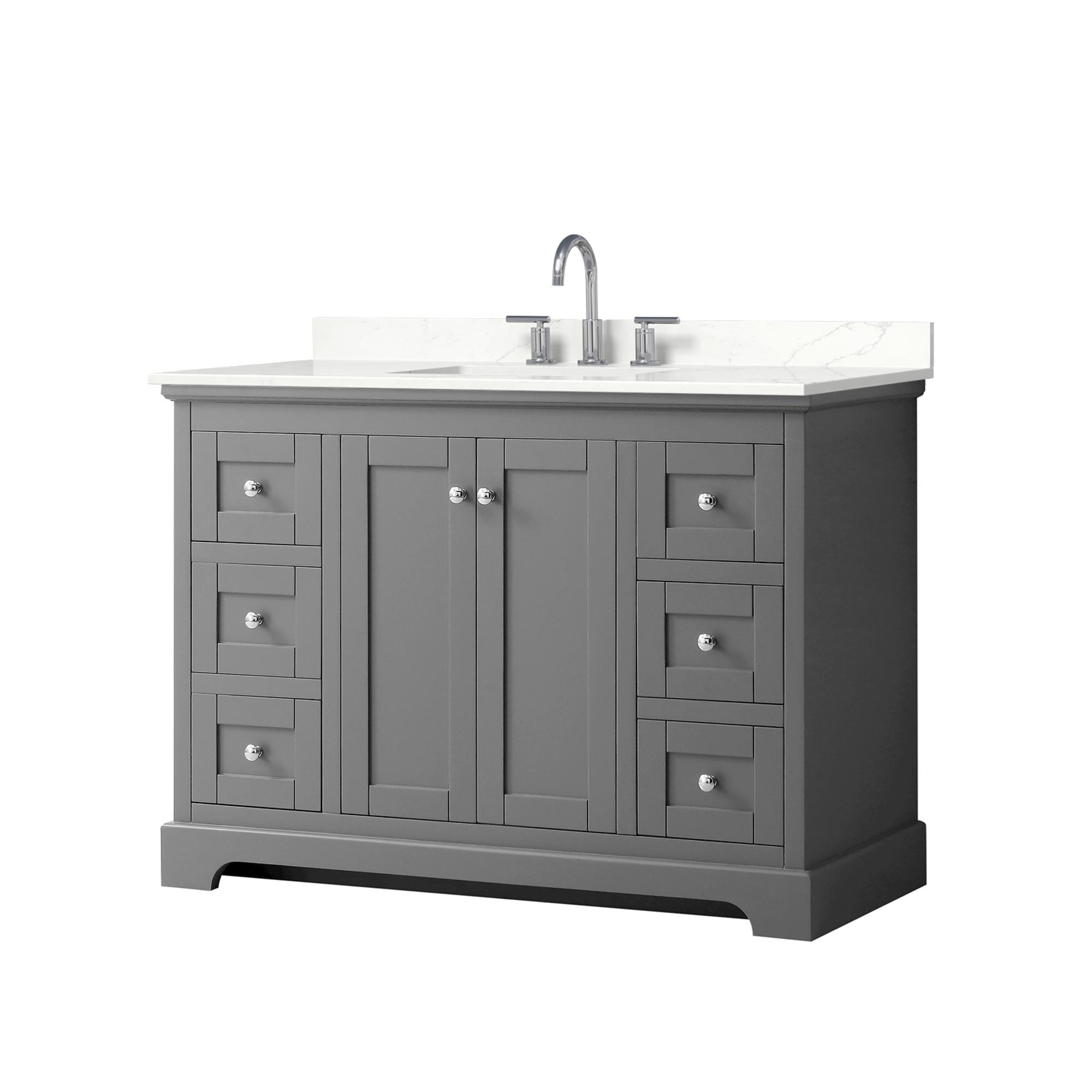 Wyndham Collection WCV232348SKGGTUS3MXX Avery 48-in Dark Gray Undermount Single Sink Bathroom Vanity with Giotto Quartz Top