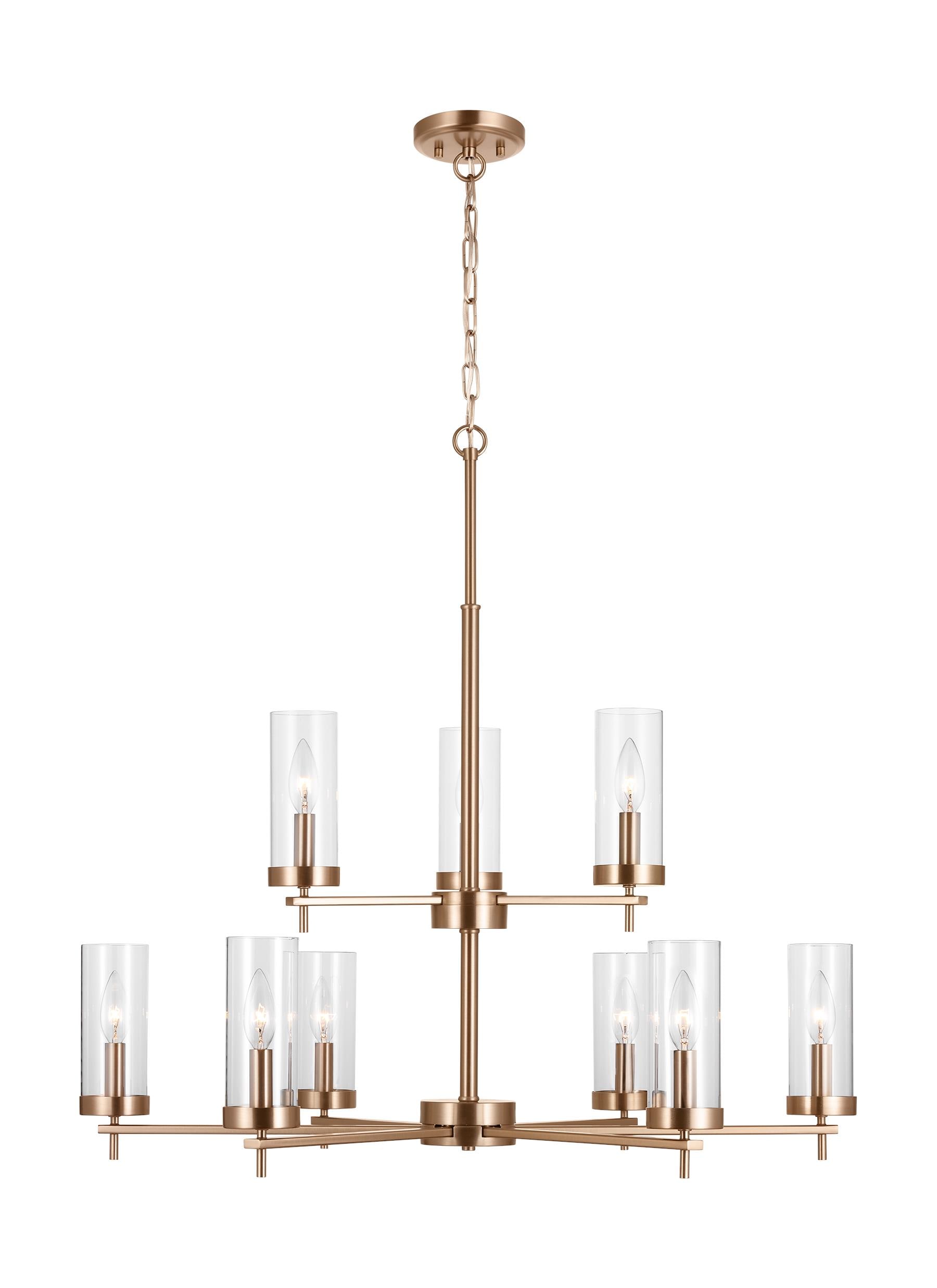 Generation Lighting 3190309-848 Zire 9 -Light Satin Brass Modern/contemporary For Use in Dining Rooms, Foyers, Living Rooms Chandelier