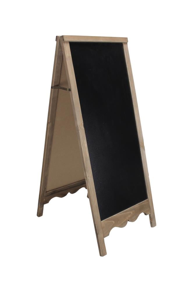 Set of 2 Tabletop Double Sided Chalkboard Display Sign Wooden Base Stand Beige 