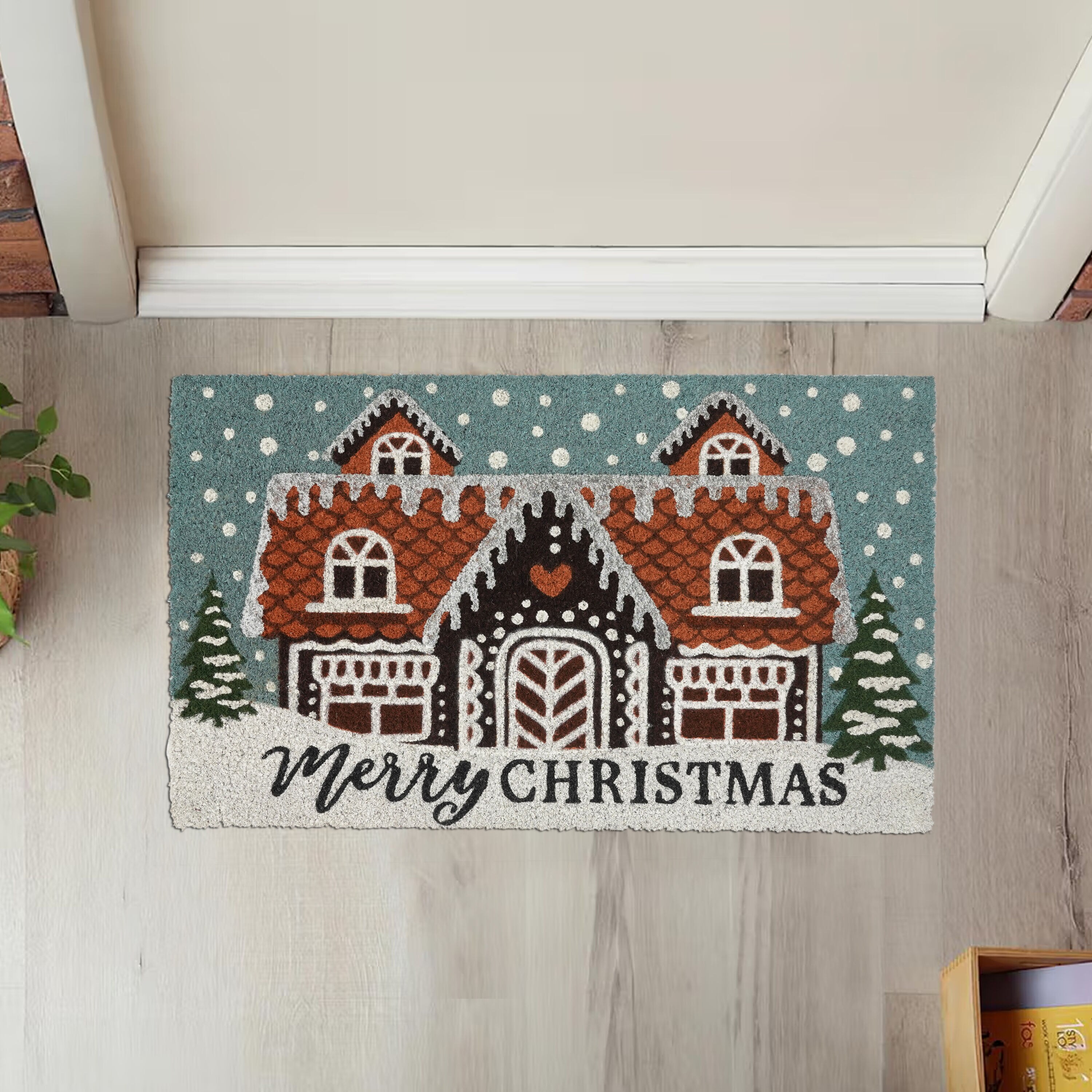Holiday Living 18-in x 30-in Gingerbread House Coir Non-Slip Grip