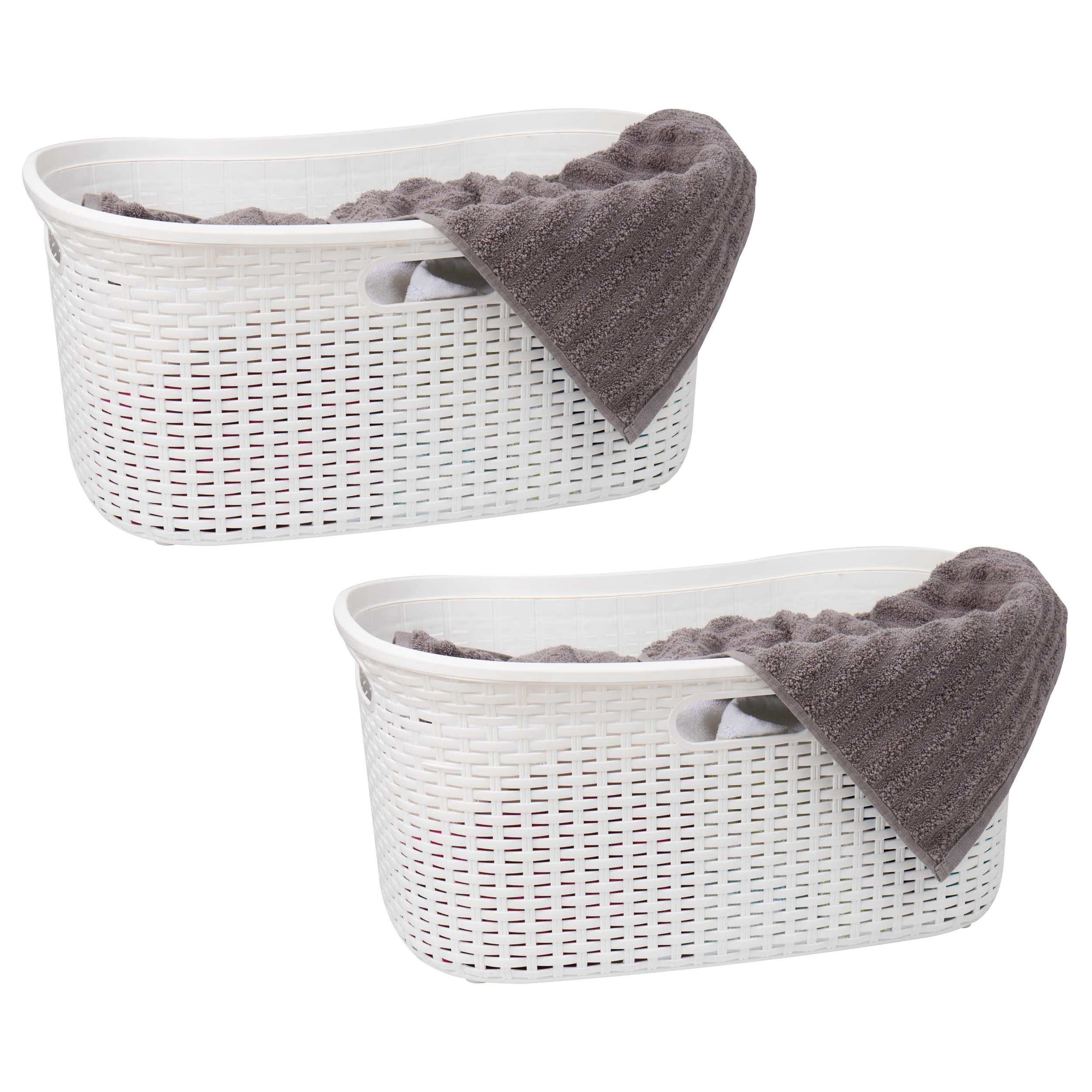Mind Reader 40LBASK2PK-WHT 40-Liter White Plastic Laundry Basket