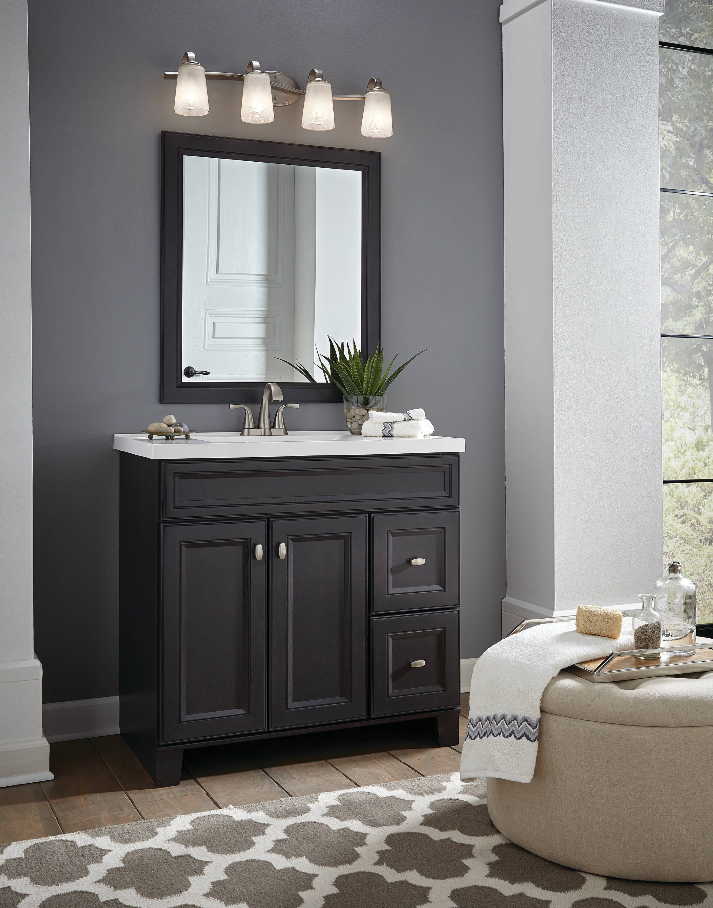 Kichler Oxby 30-in 4-Light Brushed Nickel Modern/Contemporary Vanity ...