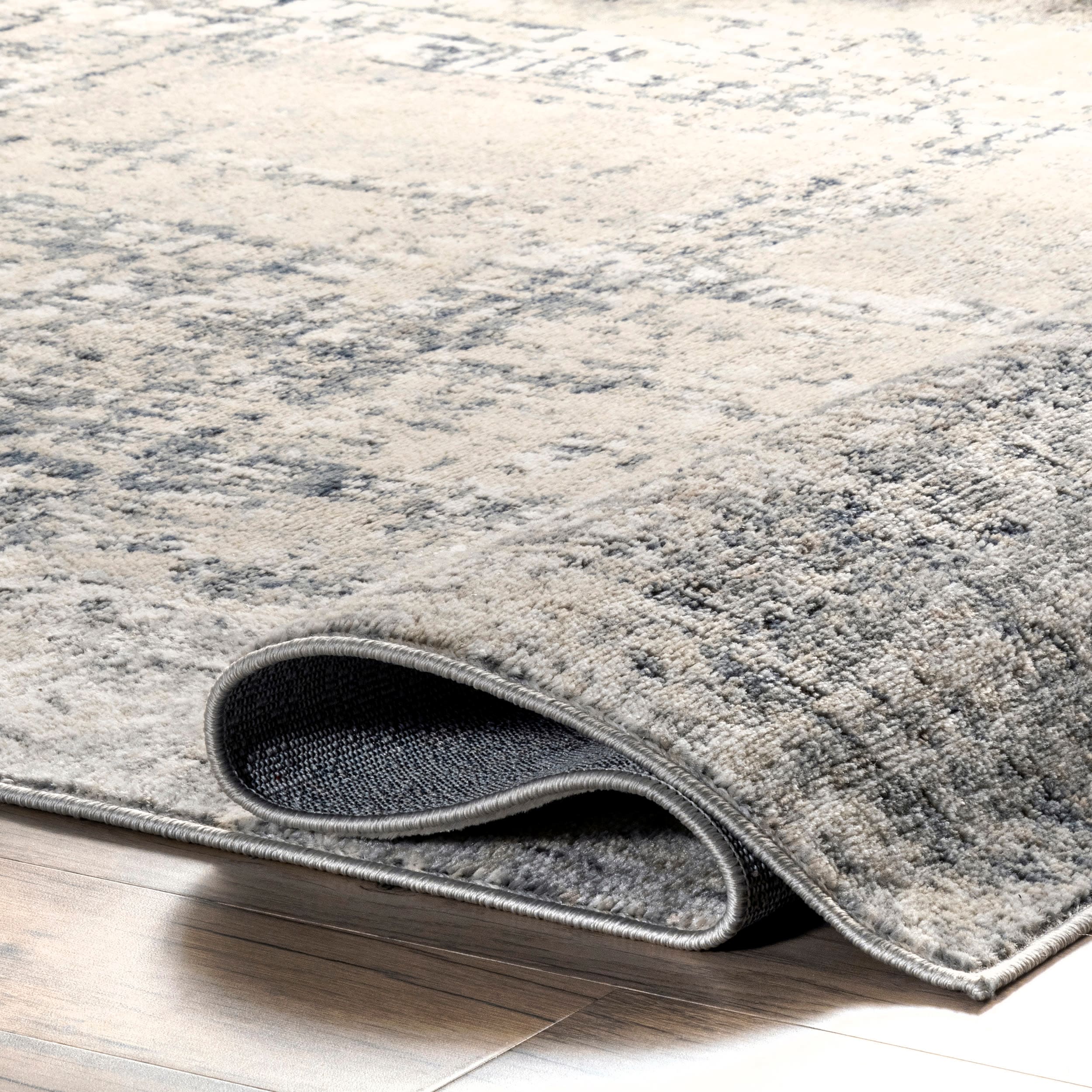 Modern Abstract Beige Synthetic Area Rug, 52"x24"