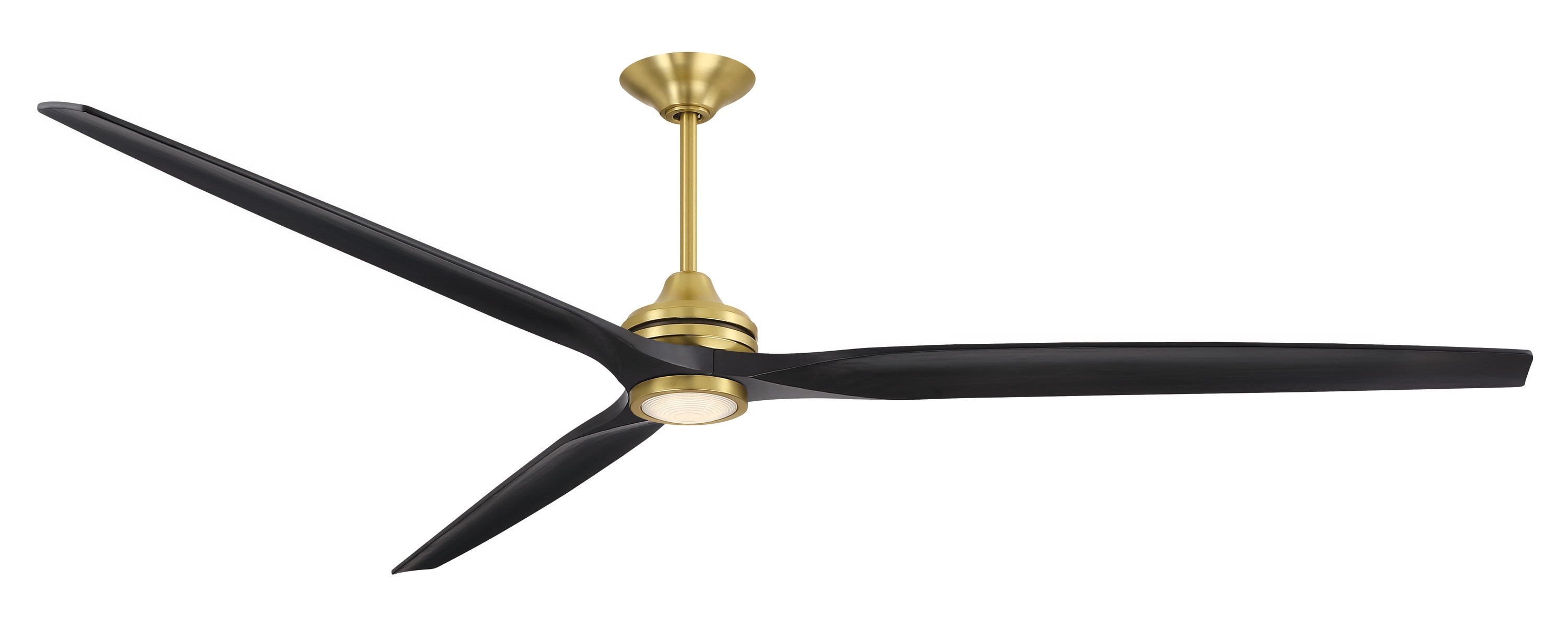 Fanimation FPD6721BBS-96BL-LK Spitfire 96-in Color-Changing Integrated LED Outdoor Smart Brushed Satin Brass with Black Blades Propeller Ceiling Fan With Light - Remote Included ( 3 -Blade )