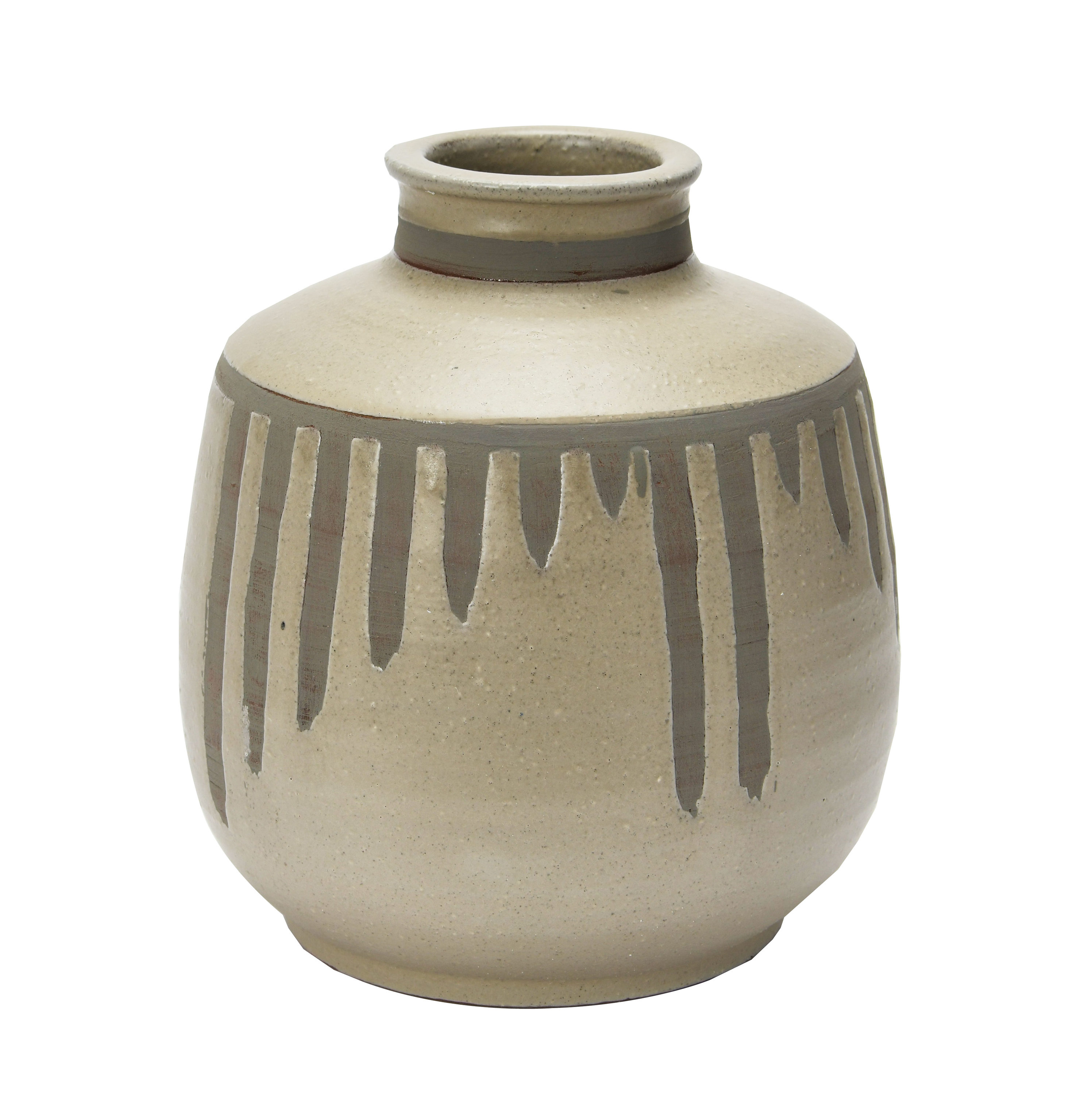 STORIED home AH0440 Gray Resin/Stone Farmhouse Vase