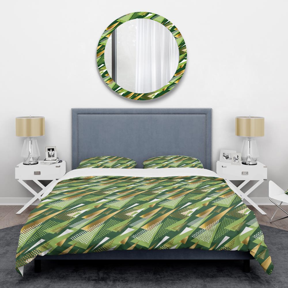 Designart BED24058-Q 3 -Piece Green Queen Duvet cover Set