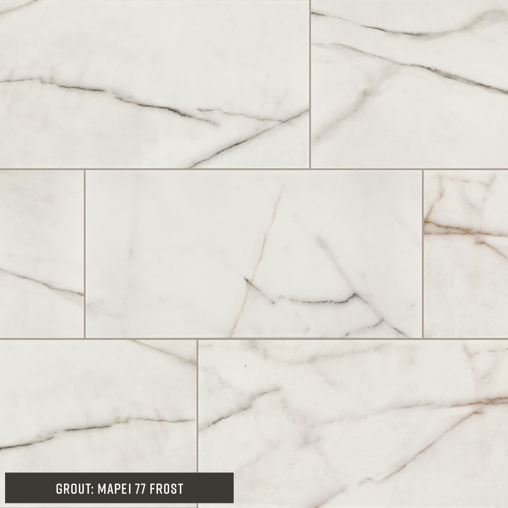 STAINMASTER SM591224XTMTLW Bella Bianco 12-in x 24-in Matte Porcelain Marble Look Floor and Wall Tile (1.95-sq. ft/ Piece)