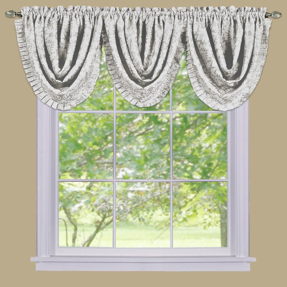 Silver Sill Length Blackout Waterfall Valance