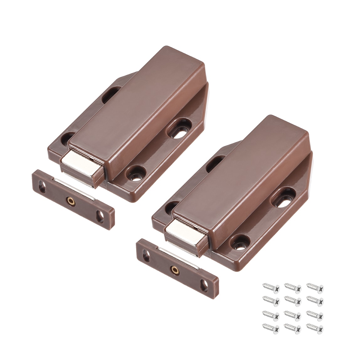 Unique Bargains Single Touch Catch Magnetic Latch for Cabinet Door Cupboard Brown 2pcs #S25093001UX9593