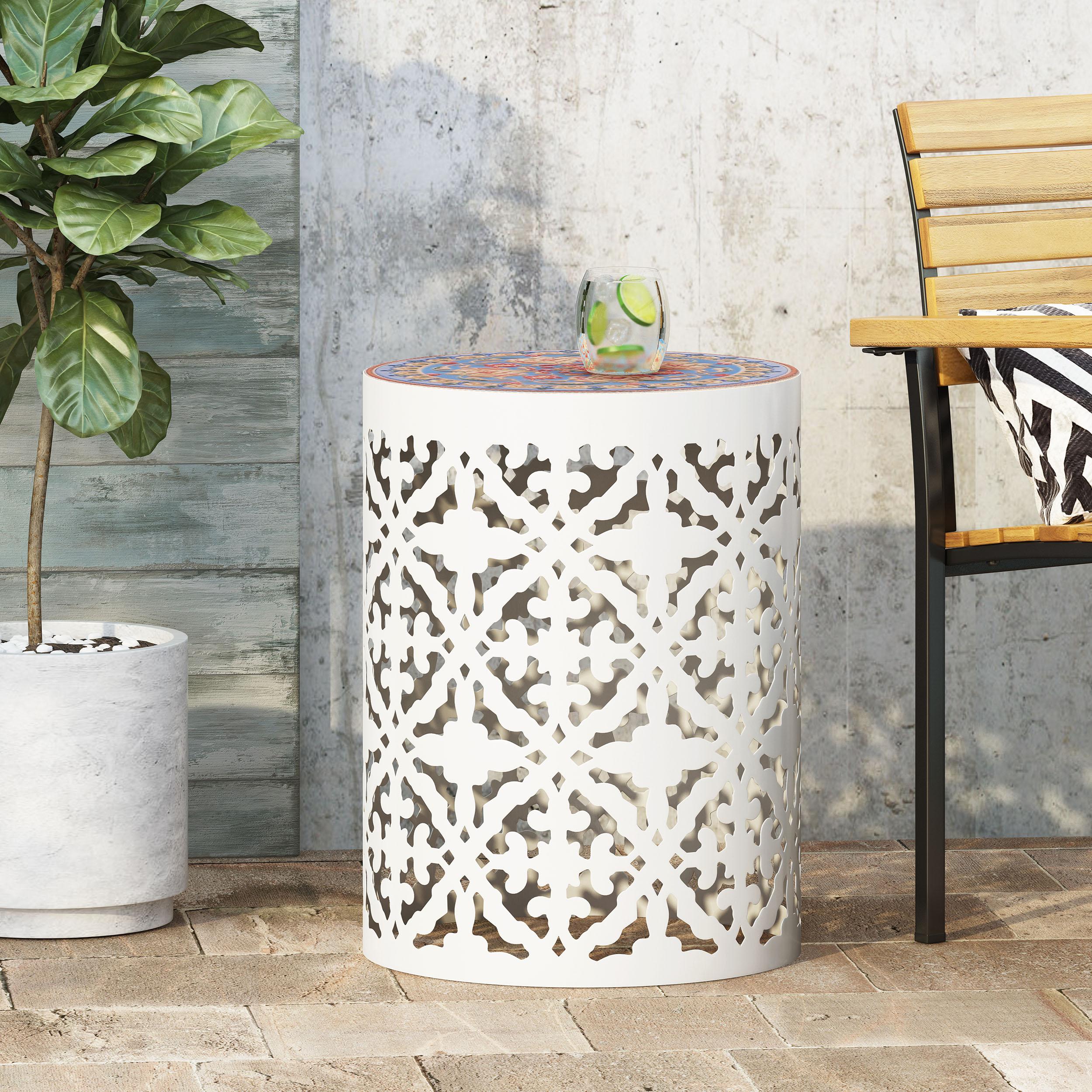 Bayfeve BFDS-227346-OD Patio End Table Round Outdoor End 14-in W x 14-in L