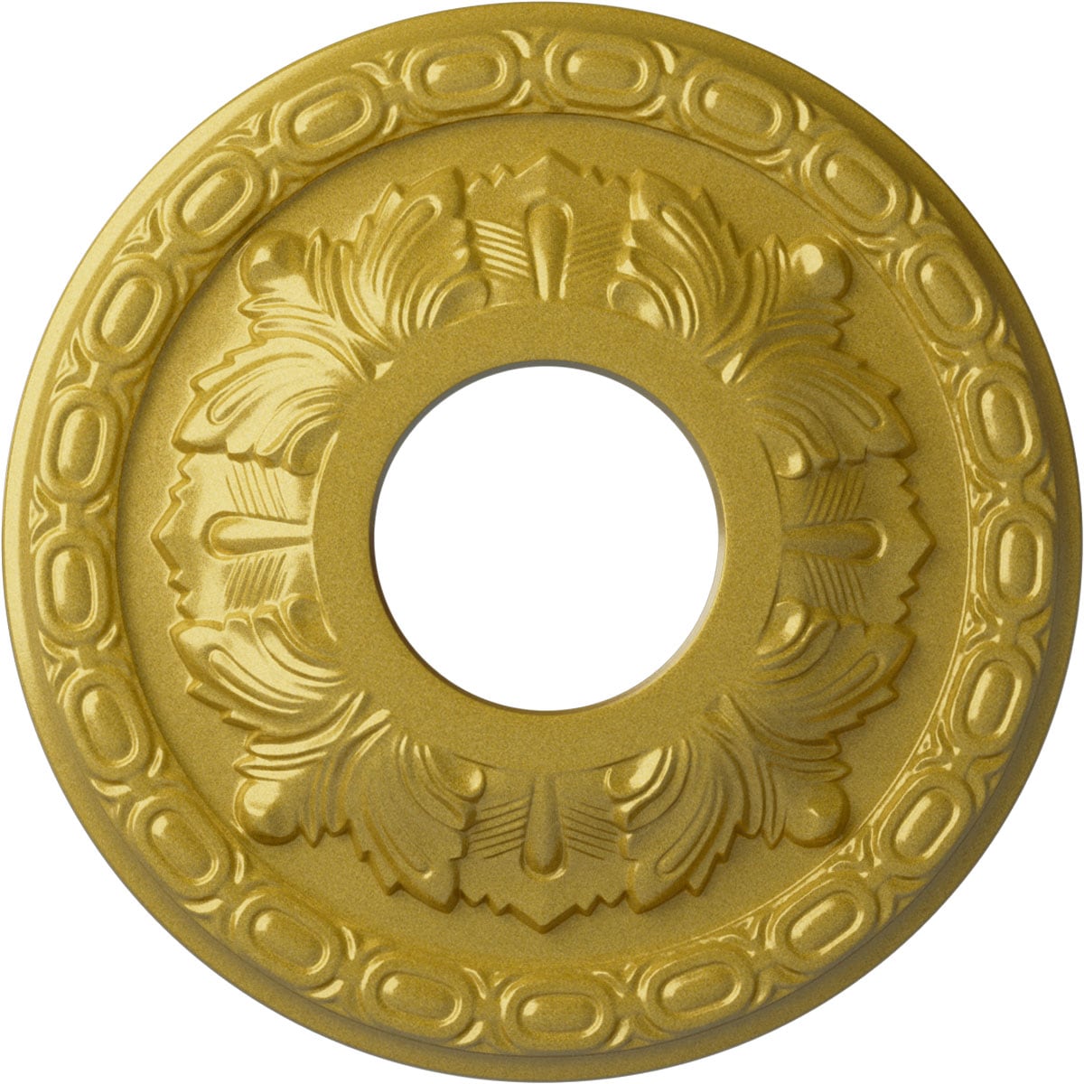 Ekena Millwork CM11LFRGS Leaf 11.375-in W x 11.375-in L Painted Rich Gold Polyurethane Whole Ceiling Medallion