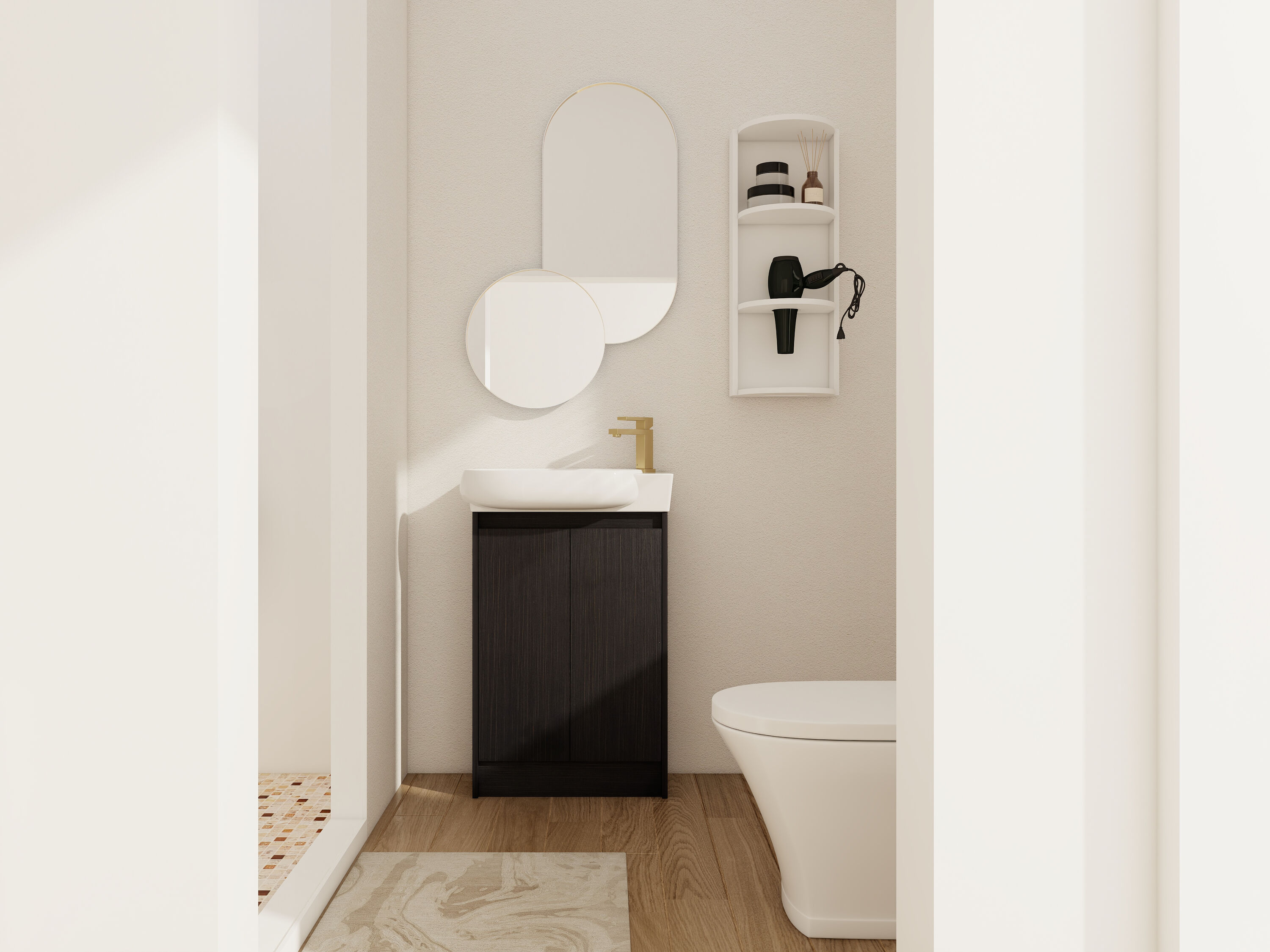 Vynxaria - 23-in Black Single Sink Wall-Mounted Bathroom Vanity with Ceramic Sink