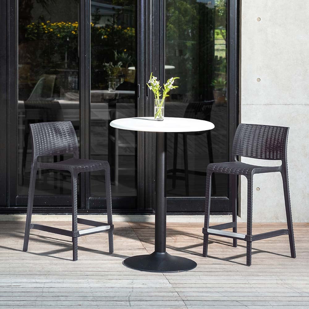 Lagoon 7036K3-CSLGS Rue Set of 2 Stackable Black Resin Frame Stationary Counter-height Chair with Solid Seat