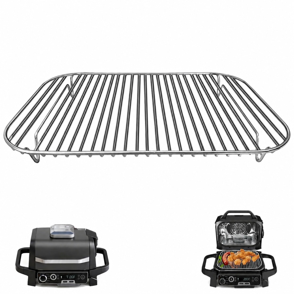 Afoxsos - Stainless Steel Grill Rack 12.6 by 8.7 in Flex Flame Combi Accessory for Ninja Woodfir...