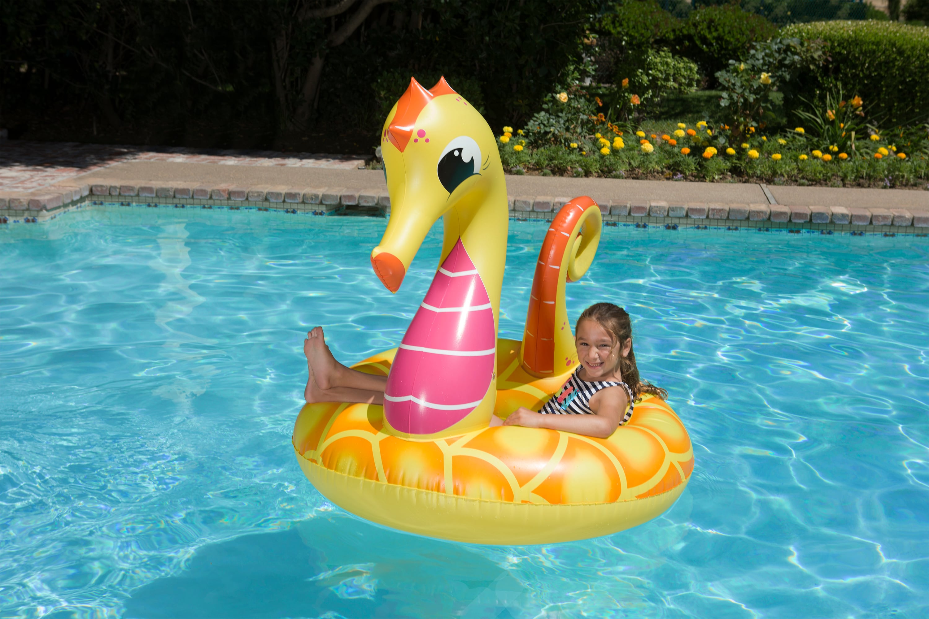 Poolmaster 87157 42-in x 42-in 1 -Seat YELLOW MULTI Inner tube