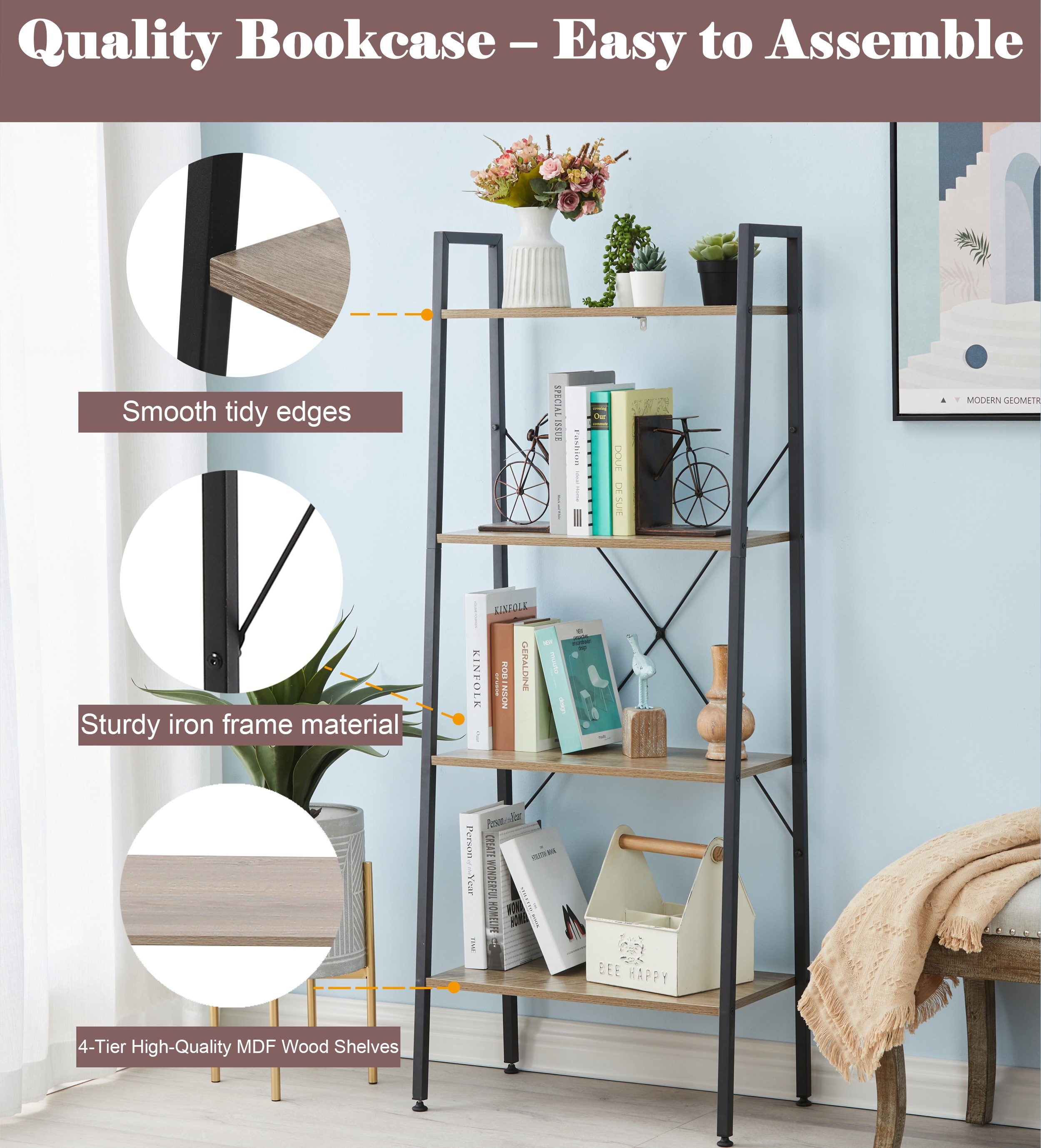 LuxenHome WHIF579 bookcases - View #12