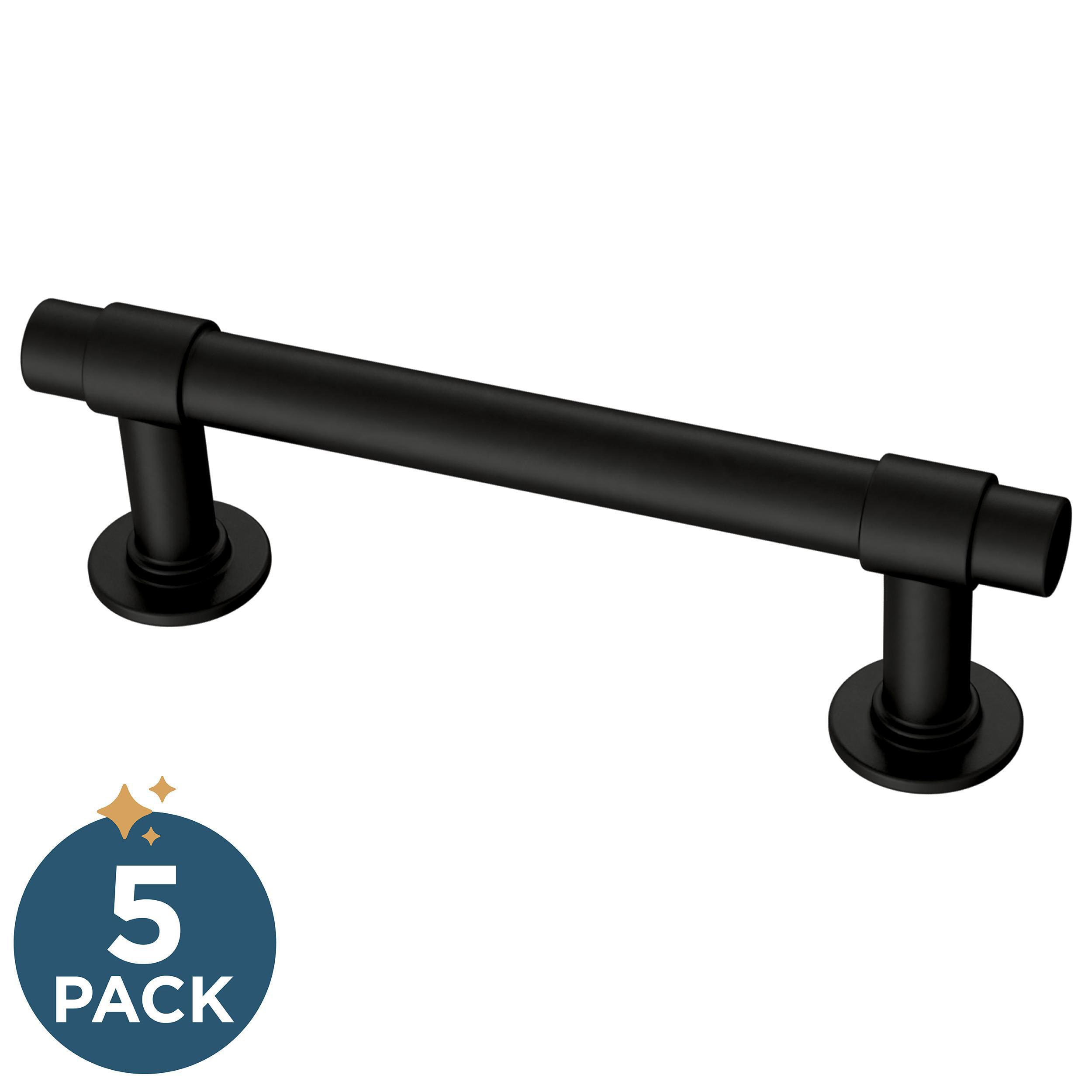 Franklin Brass P29520Z-FBA-B Francisco 3-in , 76mm Center to Center Matte Black Antimicrobial Cylindrical Bar 5 -Pack