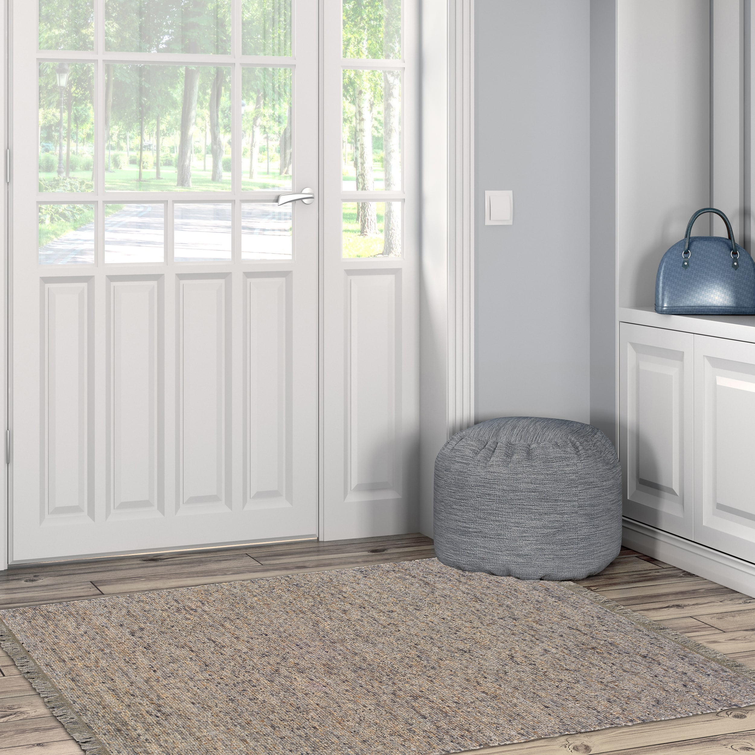 Linon RUG-VE22546 Verginia 4 x 6 Wool Dark and Natural Indoor Solid Area Rug