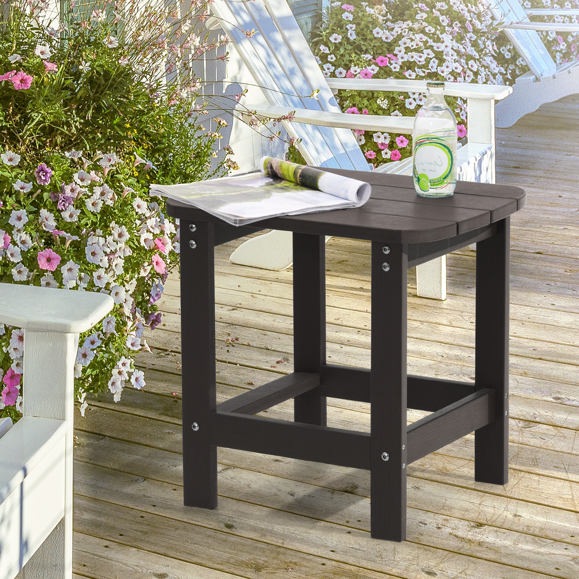 Sonkuki SD-ETABLE-E12BN Patio Table Rectangle Outdoor Bistro Table 15-in W x 18.7-in L