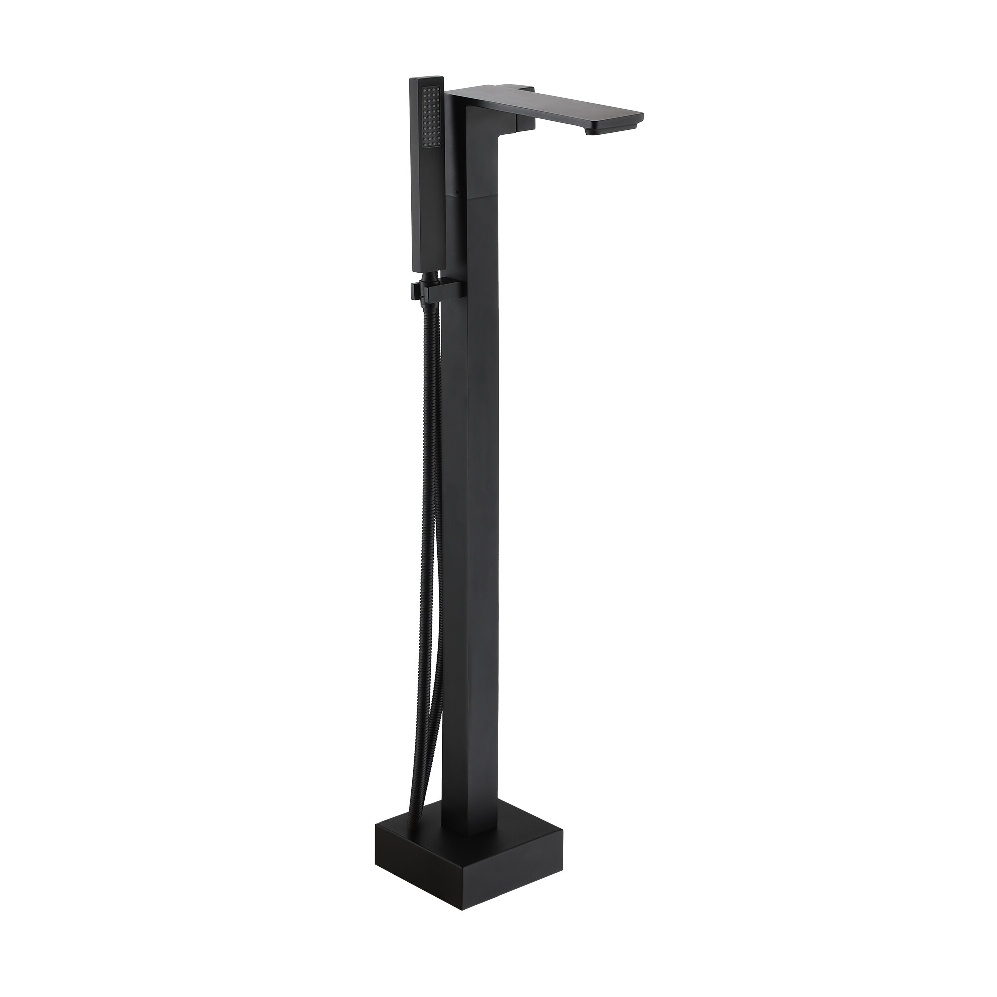 Matte Black Brass Freestanding Bathtub Faucet with Handshower