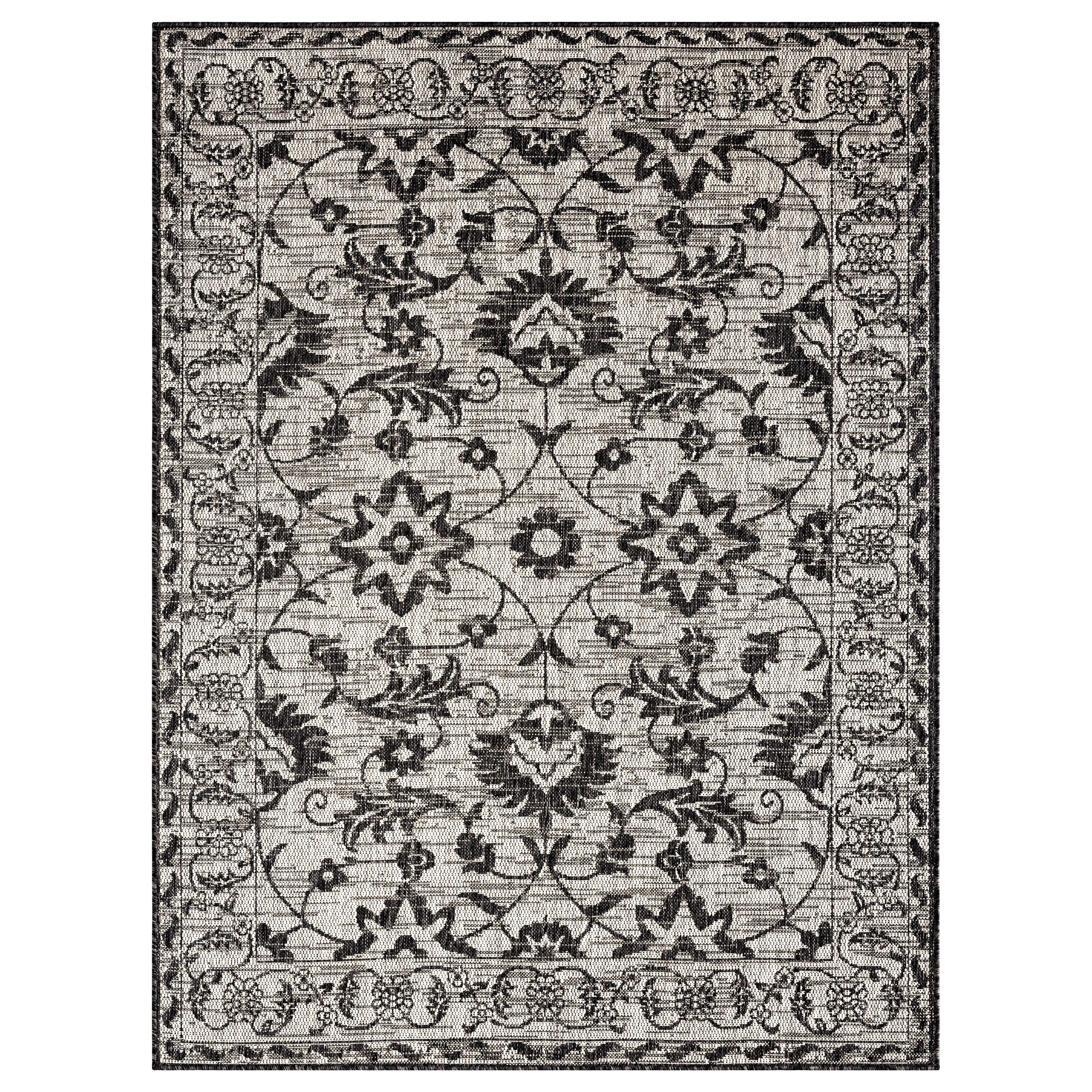 Nicole Miller 1-2770-450 8 x 10 (ft) Loomed Polypropylene Grey Rectangular Indoor/Outdoor Floral/Botanical Area rug