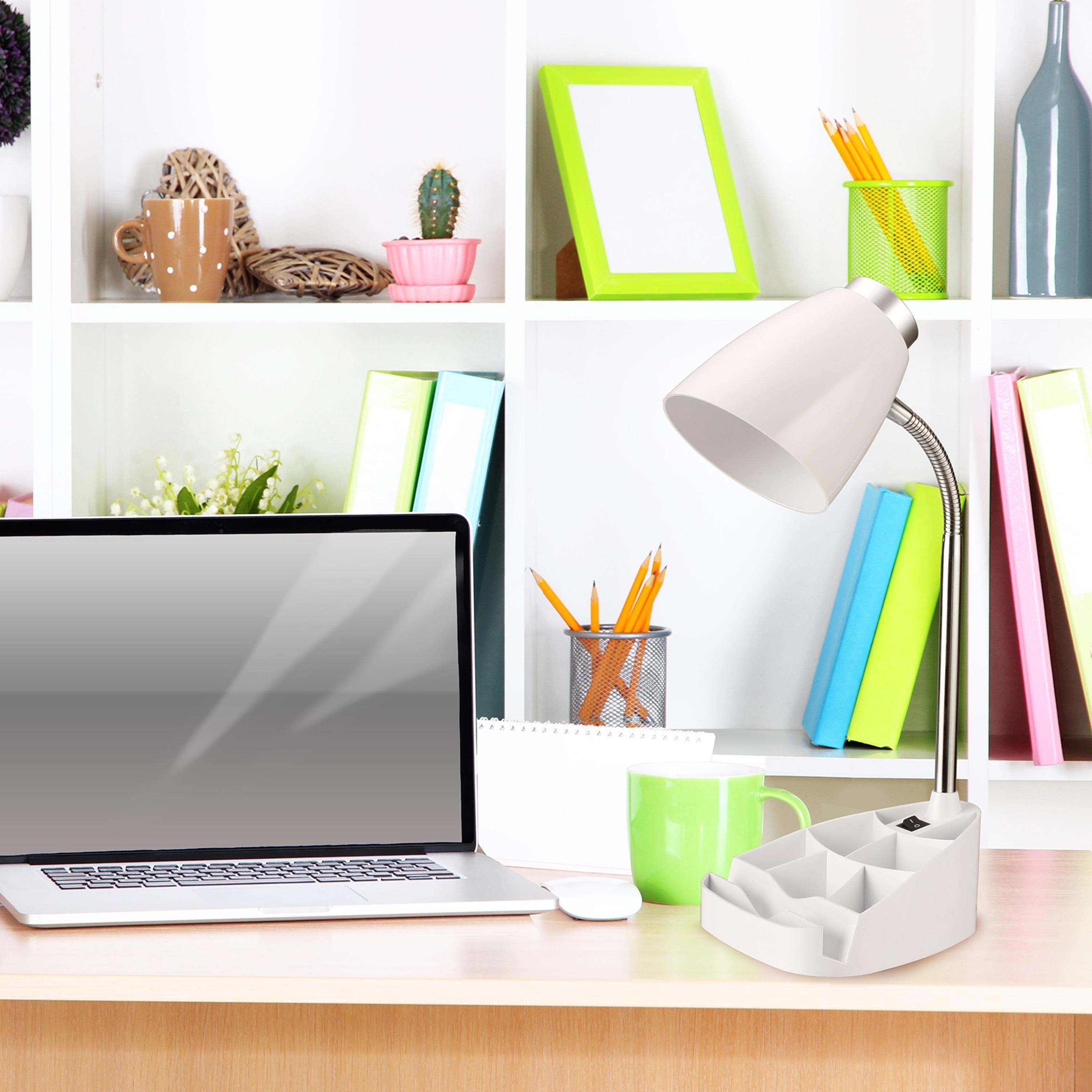 LimeLights LD1002-WHT 18.5-in White Swing-arm Desk Lamp with Plastic Shade