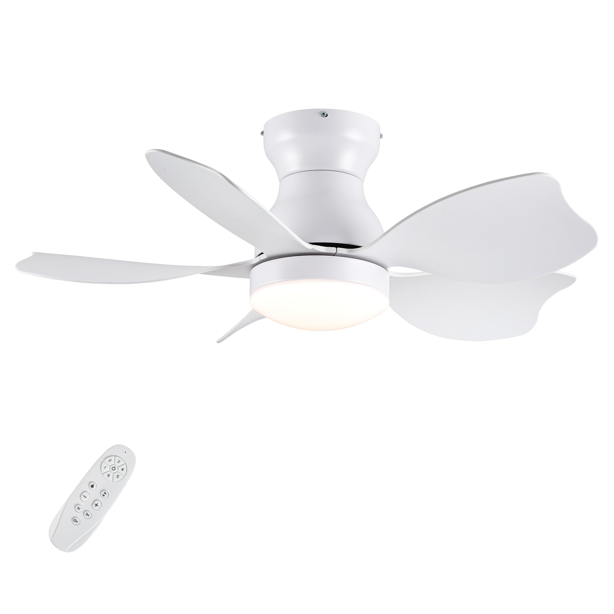 Flynama L-81463 30-in Integrated LED Flush Mount White with ABS Blades Ceiling Fan With Light - Remote Included ( 5 -Blade )