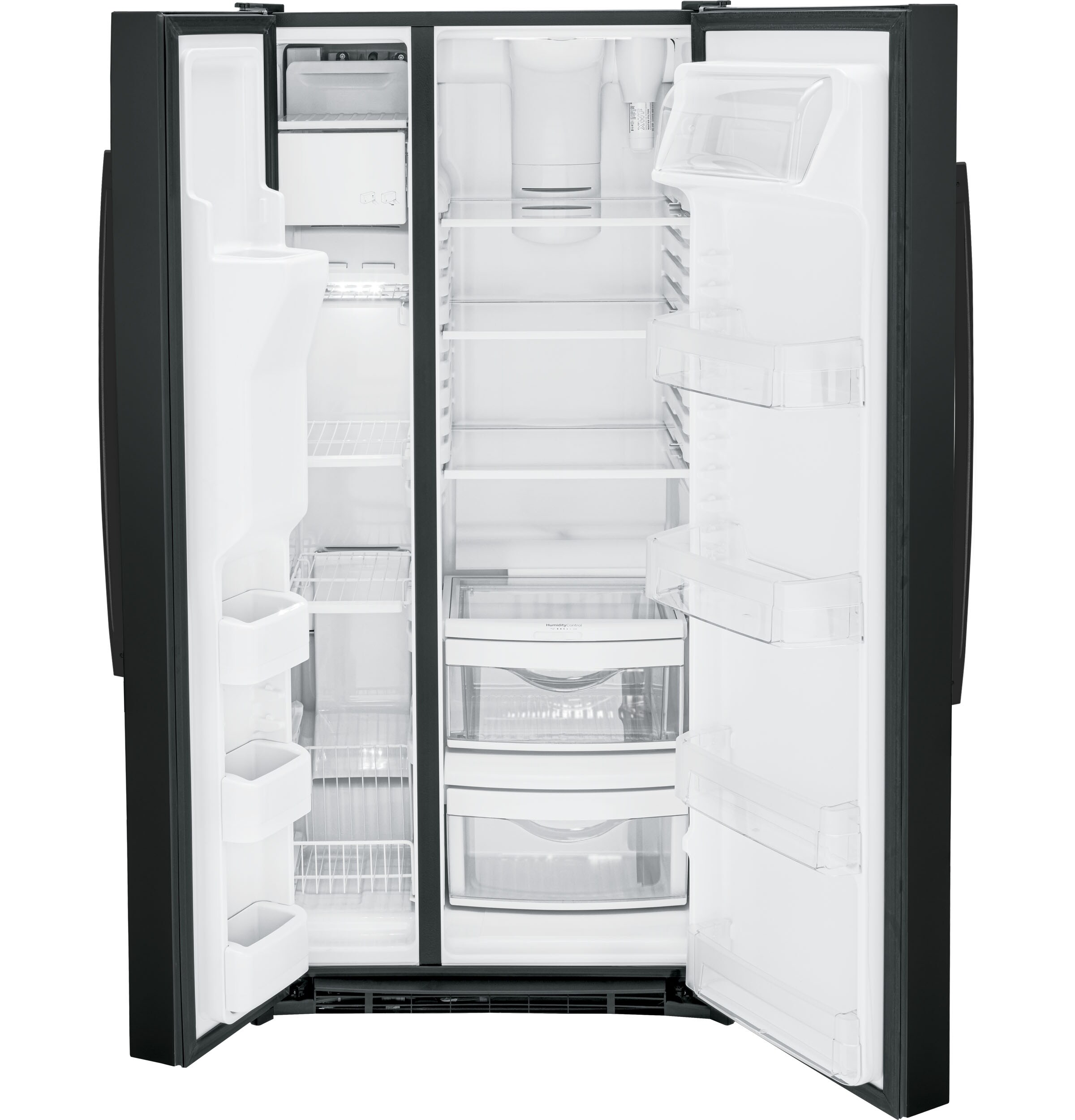 GE 23-cu ft Side-by-Side Refrigerator with Ice Maker, Water and Ice Dispenser (Black)