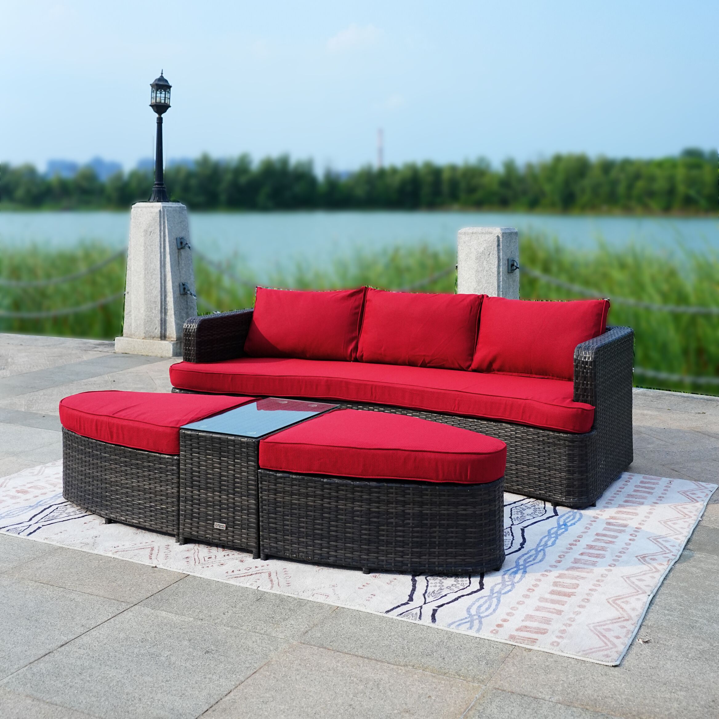 Moda Furnishings PAL-1202BR-RED Patio-Conversation-Sets - View #4